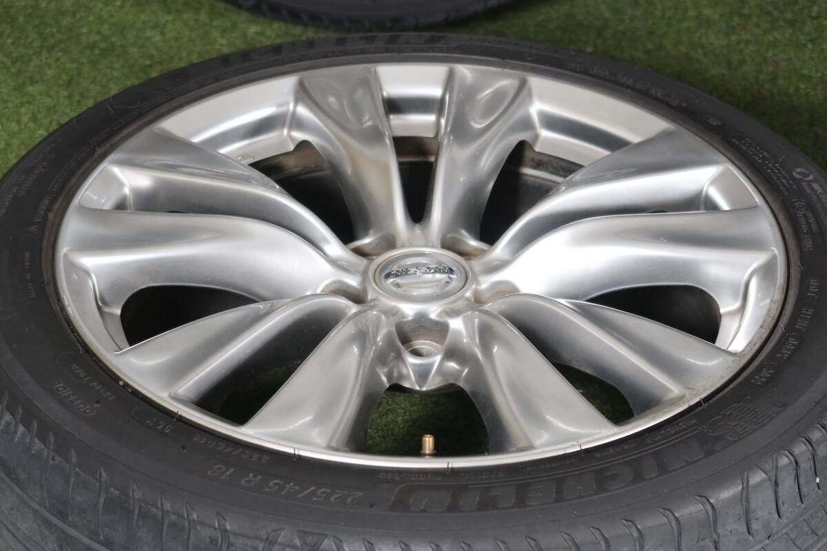 <稀少/バリ溝>日産 Y51 フーガ 純正 18in 8J +43 PCD114.3 ミシュラン プライマシー 225/45R18 95Y ...