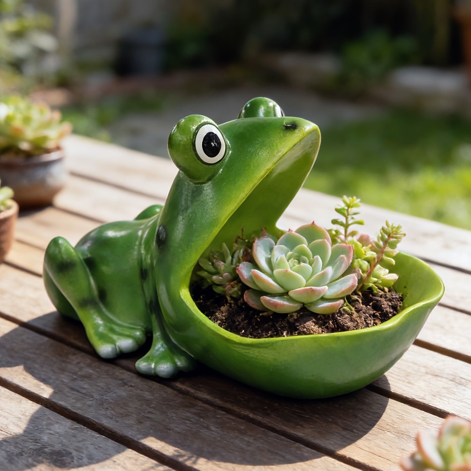 【美品】ペアカエル 置物 小物置き インテリア飾り 樹脂製 小物入れ 鍵置き 置物 インテリア オブジェ 口を開けているカエル