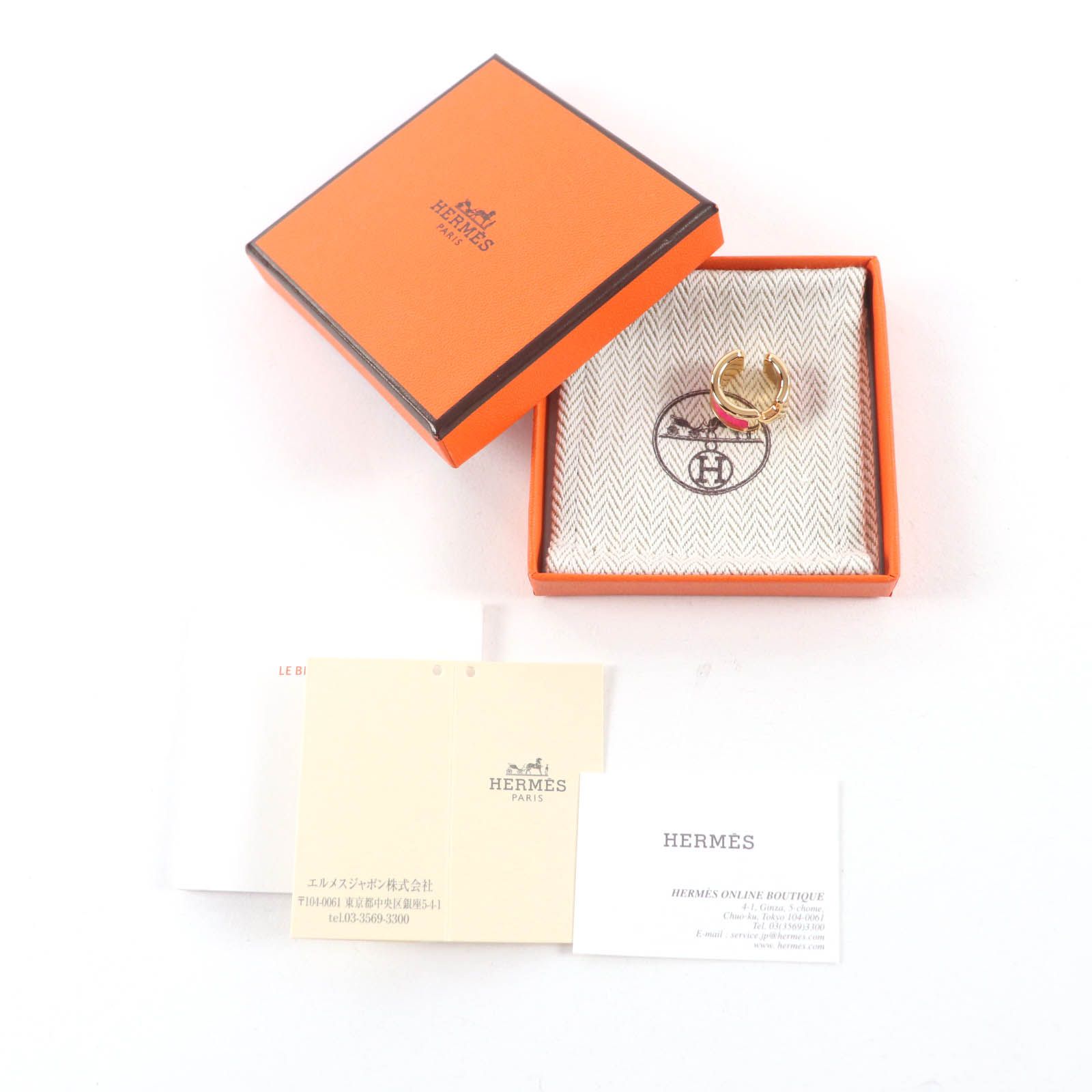 未使用品☆HERMES エルメス オランプ イヤーカフ PM ピンク レザー 