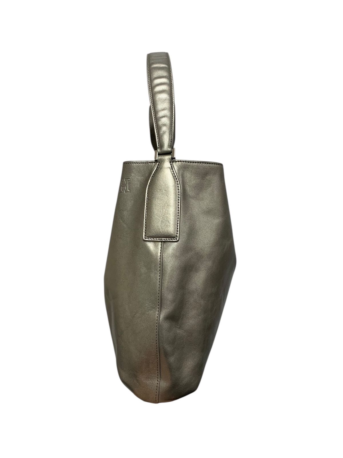 ヒロフ ショルダーバッグ シルバー レザー ワンショルダー