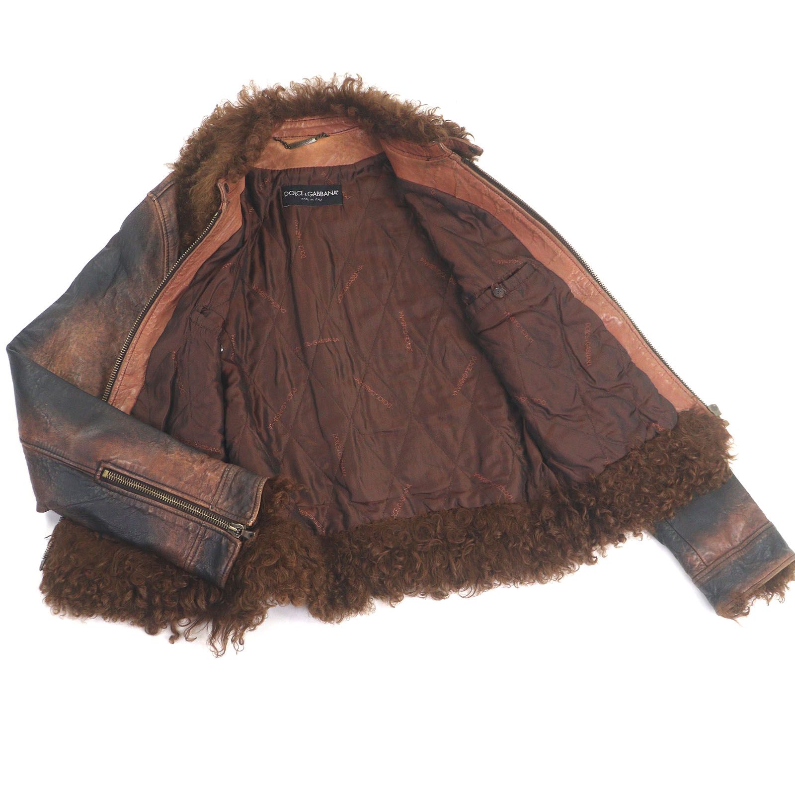 極美品□DOLCE&GABBANA ドルチェ＆ガッバーナ 黒タグ ラムファー