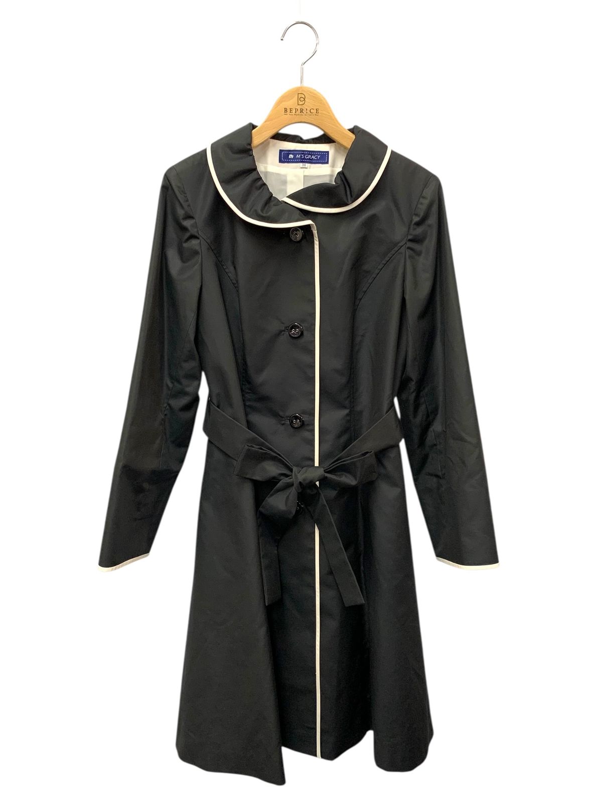 エムズグレイシー 529102 スプリングコート 38 ブラック バイカラー