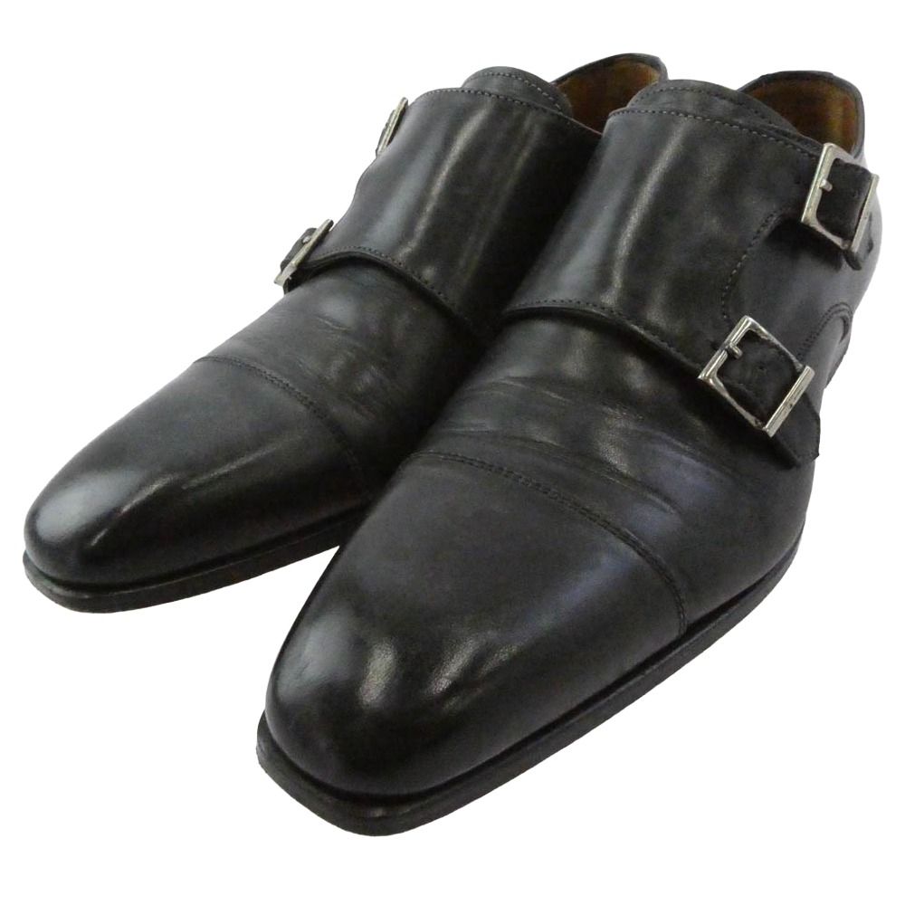フランチェスコべニーニョ　黒ドレスシューズ 71/2 26.5㎝ フランチェスコべニーニョ FRANCESCO BENIGNO ダブルモンク レザー