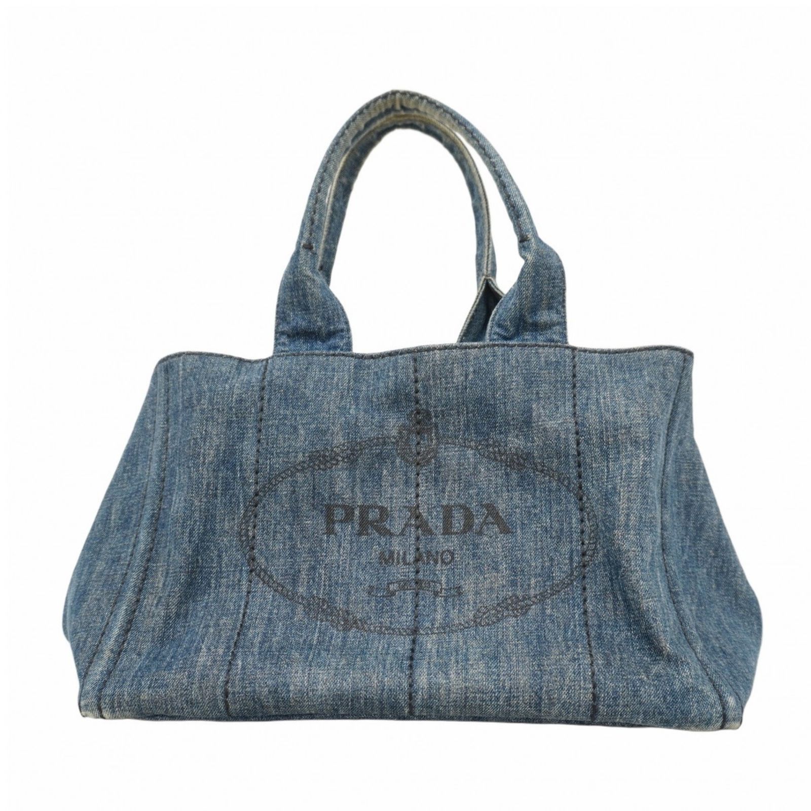 プラダ(Prada) プラダ トートバッグ カナパ デニム ブルー レディース