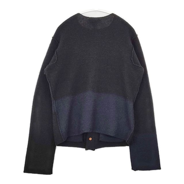 美品フォーティーファイブアールピーエム カーディガンウール ネイビー 45R/45rpm ウール 切り替え ニット カーディガン ネイビー ブラック