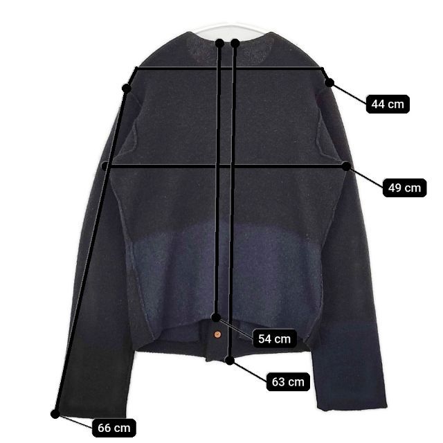 美品フォーティーファイブアールピーエム カーディガンウール ネイビー 45R/45rpm ウール 切り替え ニット カーディガン ネイビー ブラック