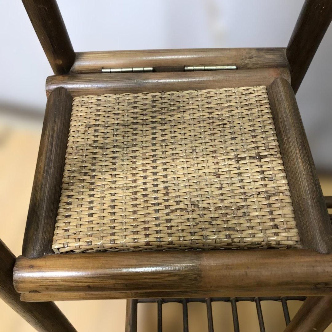 ラタン 籐製 ミラー付き ハンガーラック コートスタンド 折りたたみ