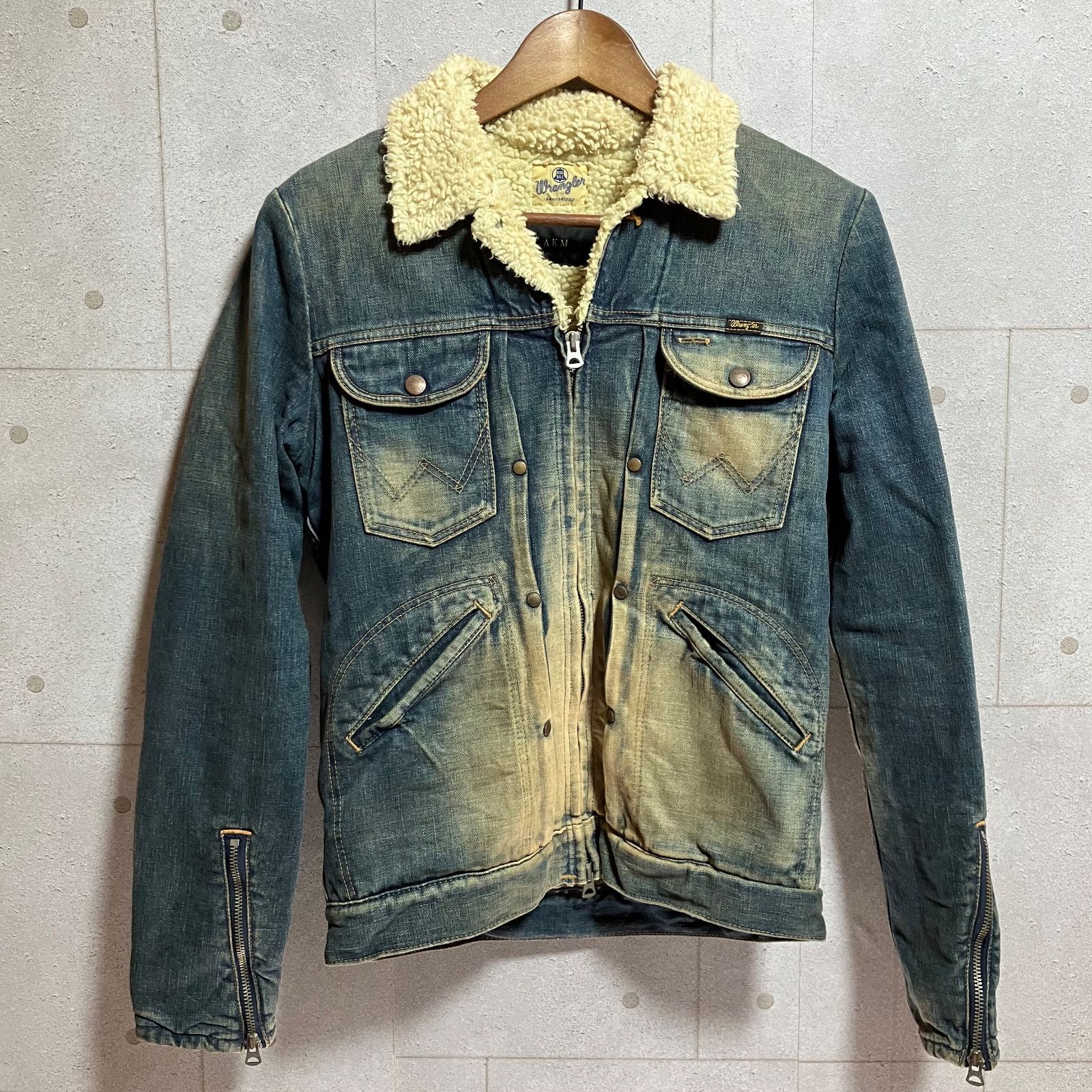 Wrangler × AKM ラングラー ボア デニムジャケット Gジャン ブルゾン アウター M ブルー S9085 メンズ SG402-1