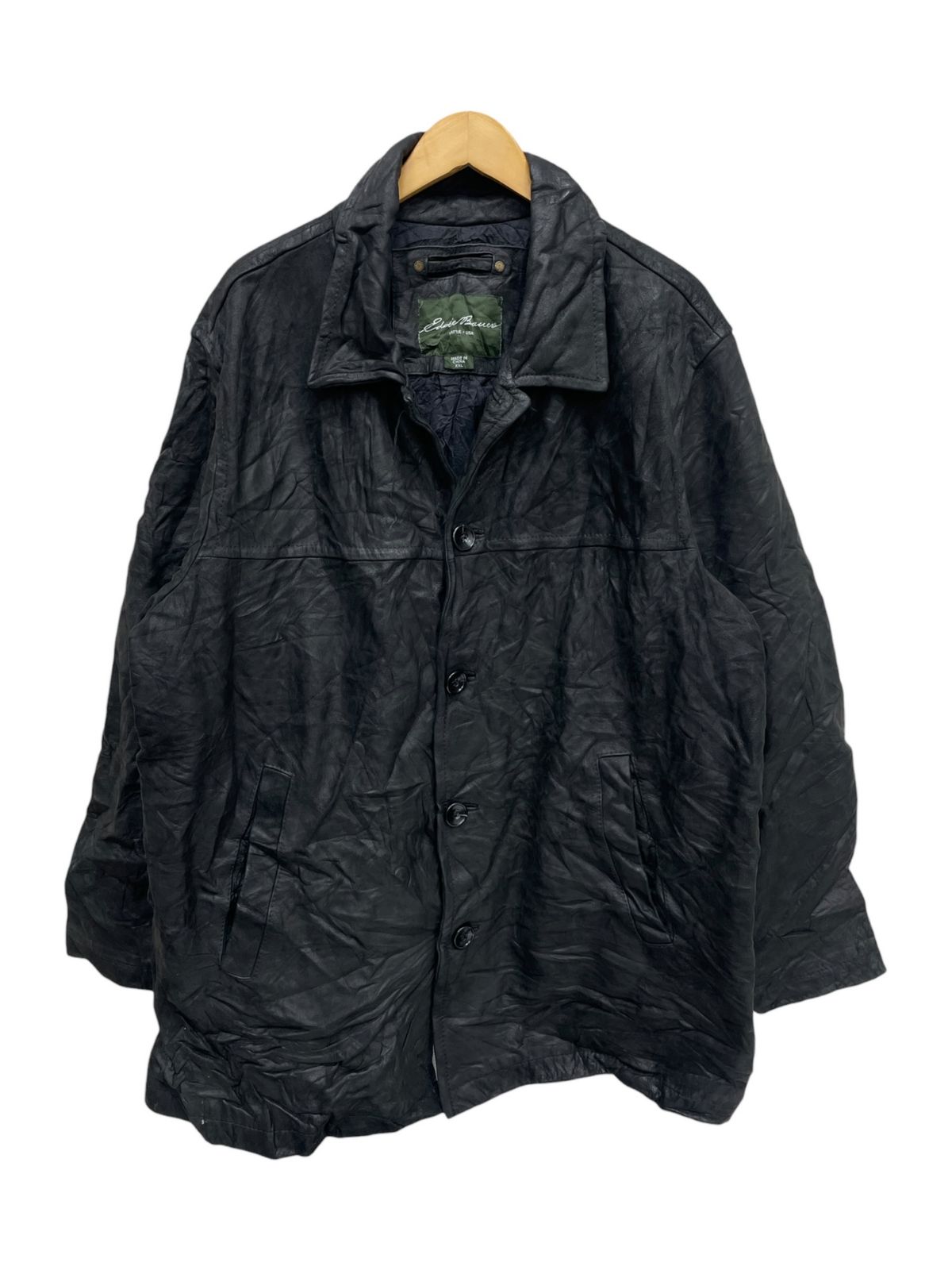 EDDIE BAUER (エディーバウアー) レザーコート 古着 XXL ブラック
