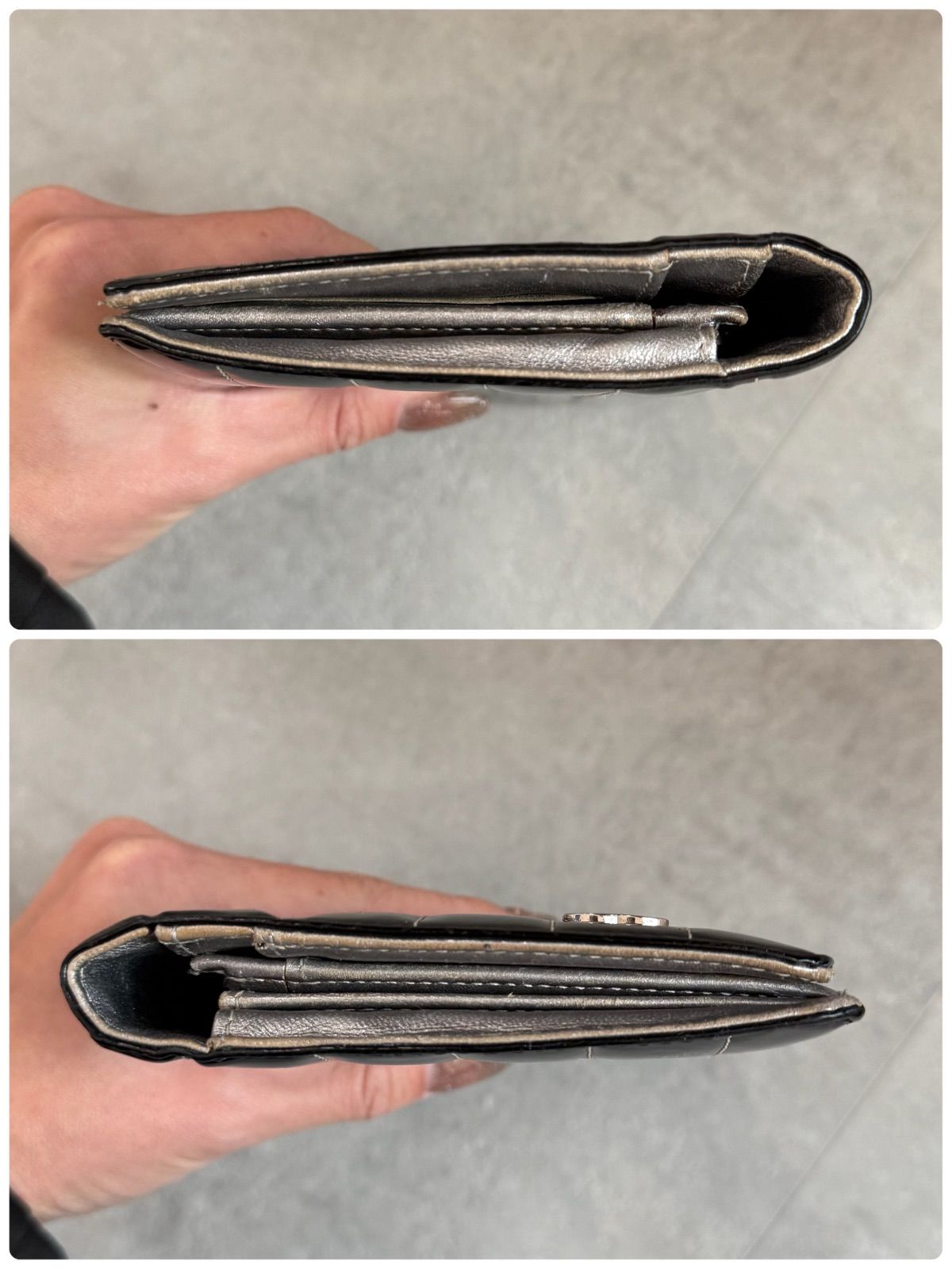 CHANEL シャネル マドモアゼル ステッチ 二つ折り長財布 ブラック 黒