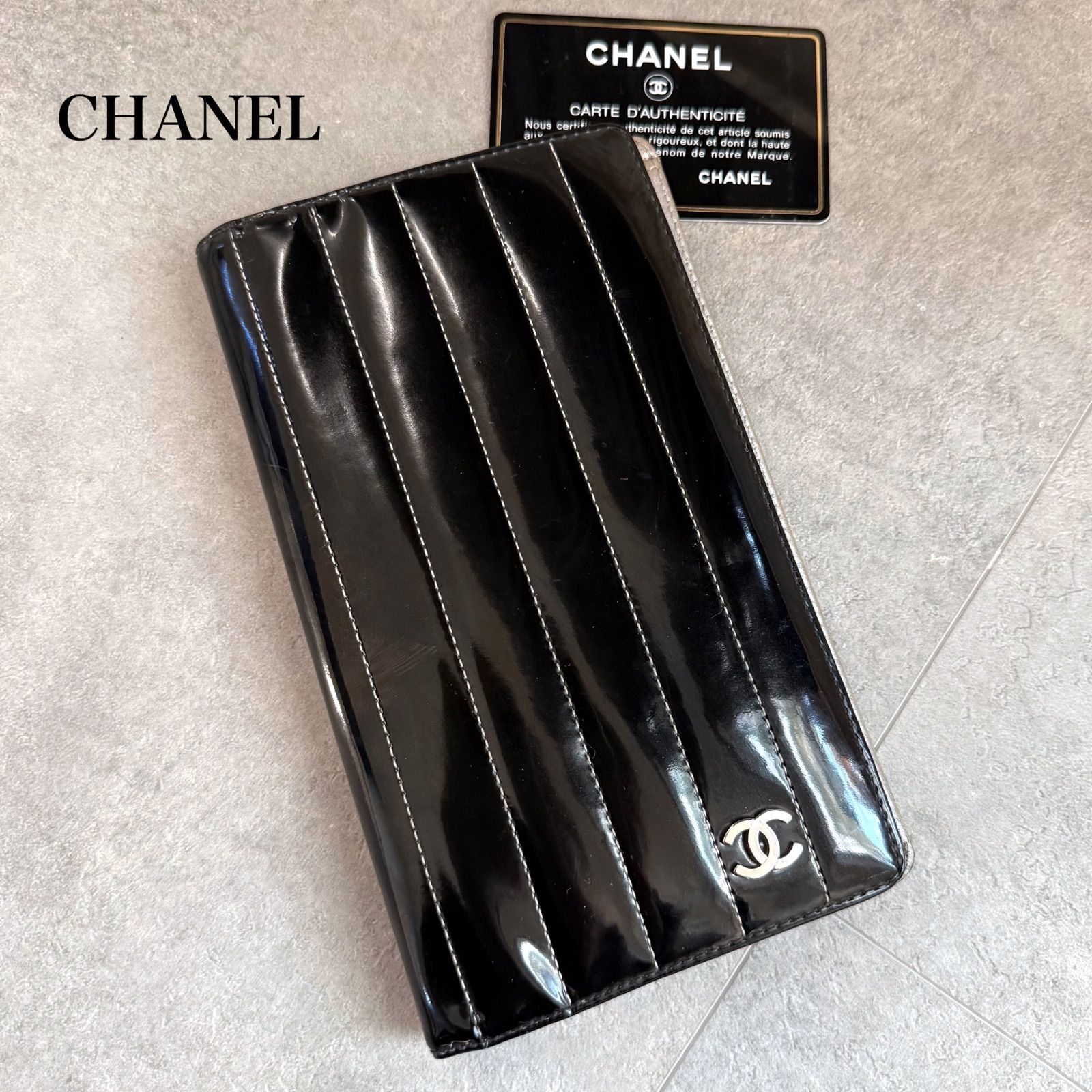 CHANEL シャネル マドモアゼル ステッチ 二つ折り長財布 ブラック 黒