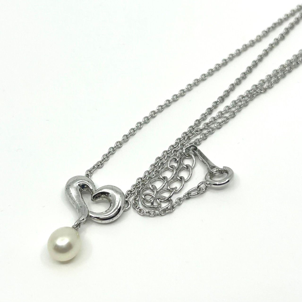 美品 タサキ TASAKI ネックレス パール シルバー ハートモチーフ 