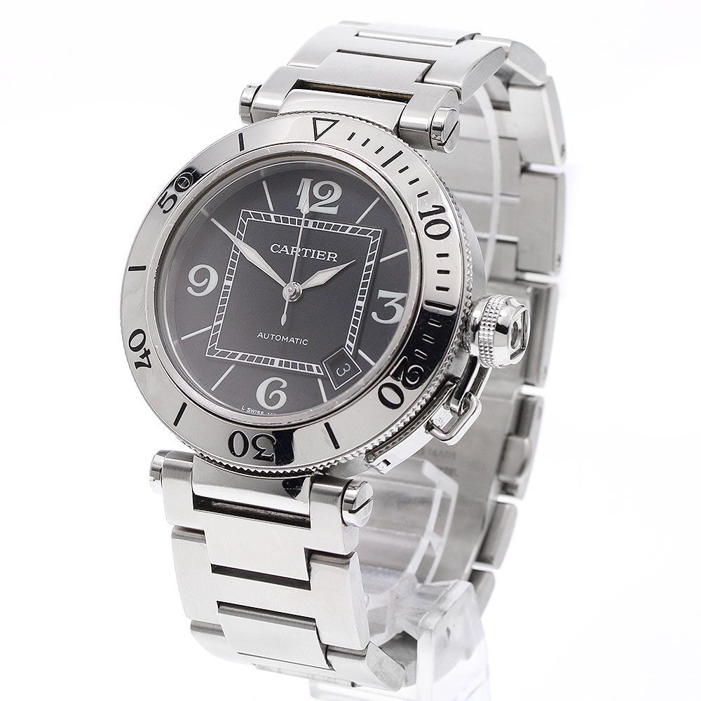  訳あり カルティエ CARTIER W31077M7 パシャ シータイマー デイト 自動巻き メンズ _938990 クルーネック 自動巻き時計 腕時計(アナログ)