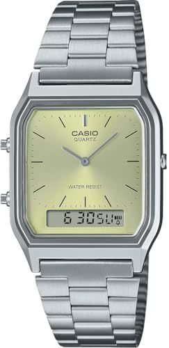 カシオ CASIO アナデジ ANA DIGI クオーツ 腕時計 ヴィンテージシリーズ AQ 230 A 9 AMQY ユニセックス デュアルタイム ライムイエロー 海外モデル 並行輸入品 po