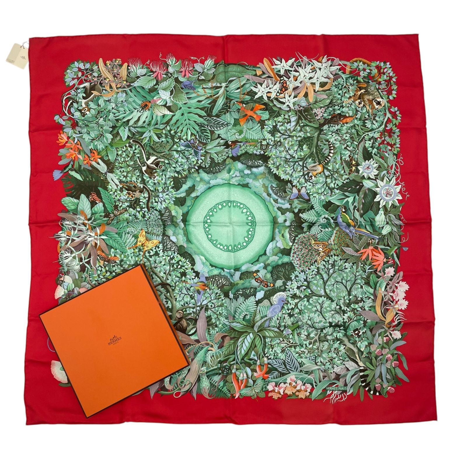 未使用品 HERMES エルメス カレ90 スカーフ 生命の森 Au Coeur de la 