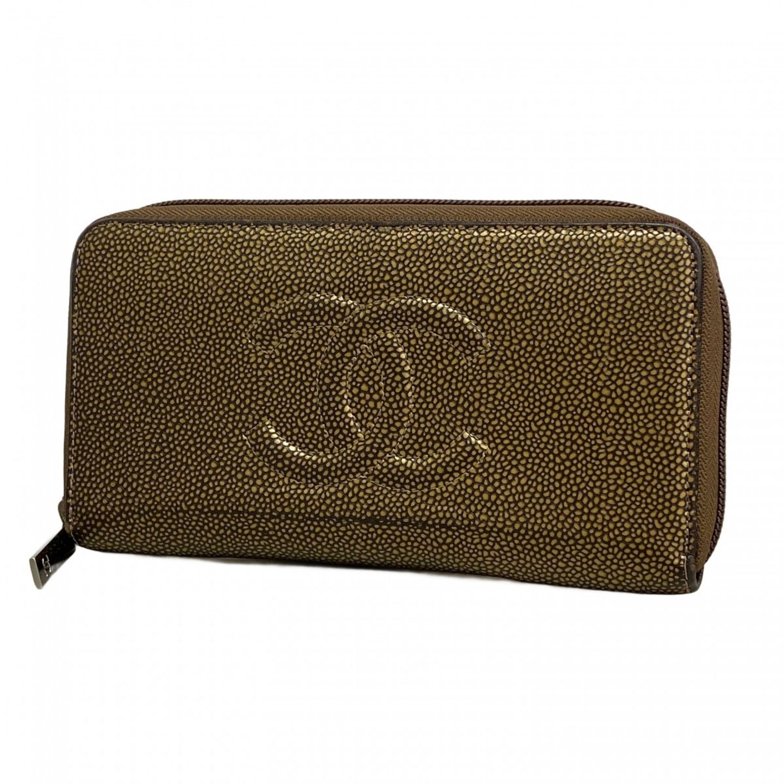 シャネル(Chanel) シャネル 長財布 レザー ブロンズ レディース 【公式 