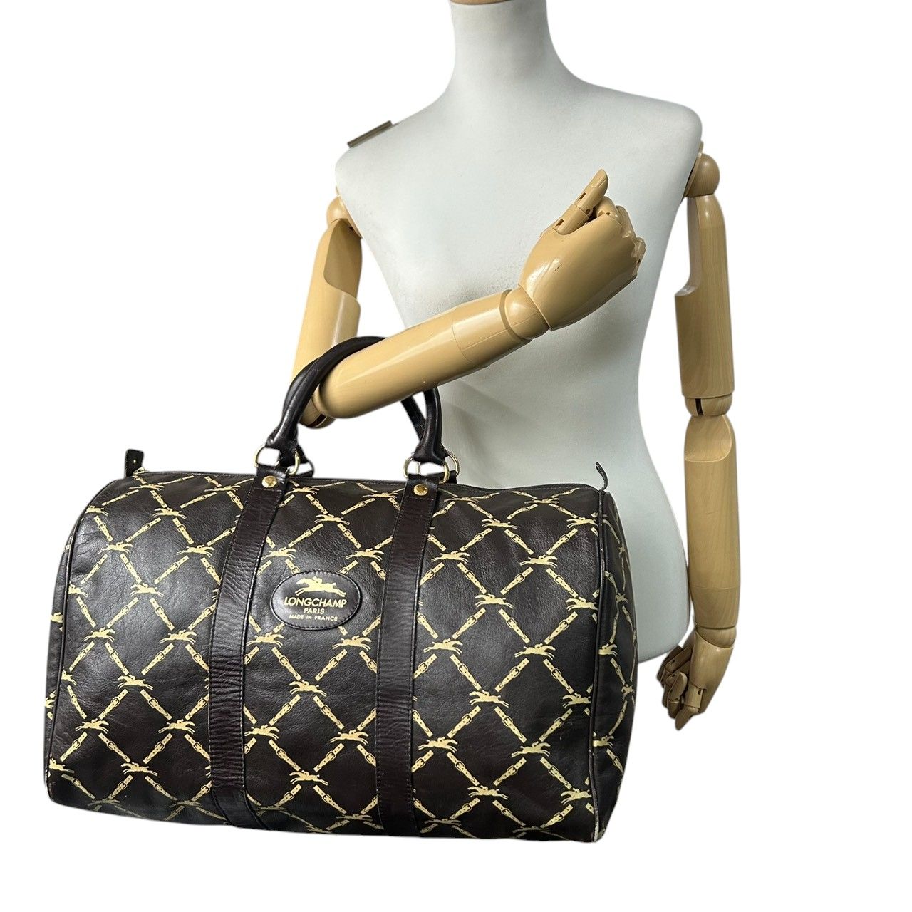 美品】ロンシャン Longchamp ボストンバッグ 旅行鞄 レザー 本革