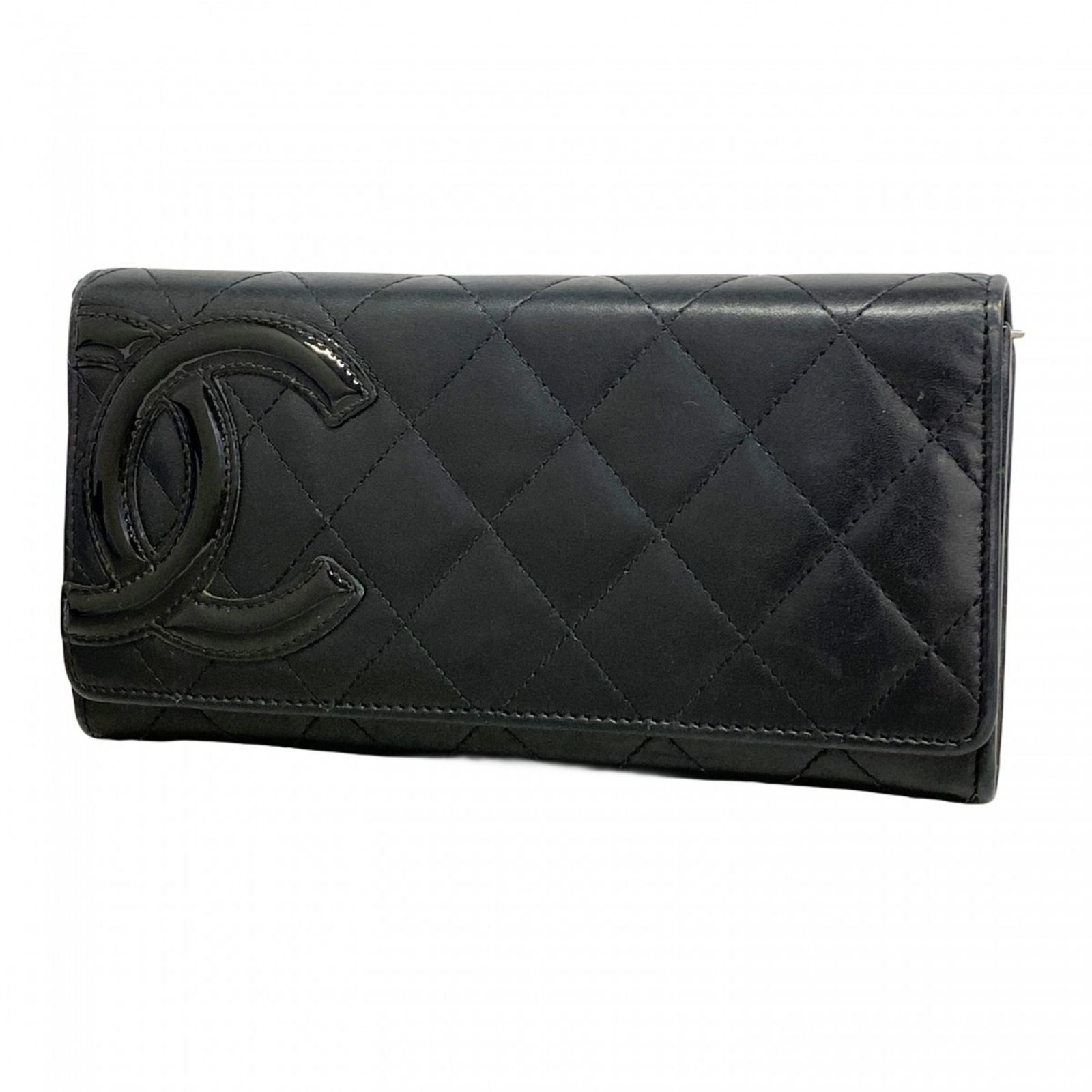 シャネル(Chanel) シャネル 長財布 カンボン ラムスキン ブラック 