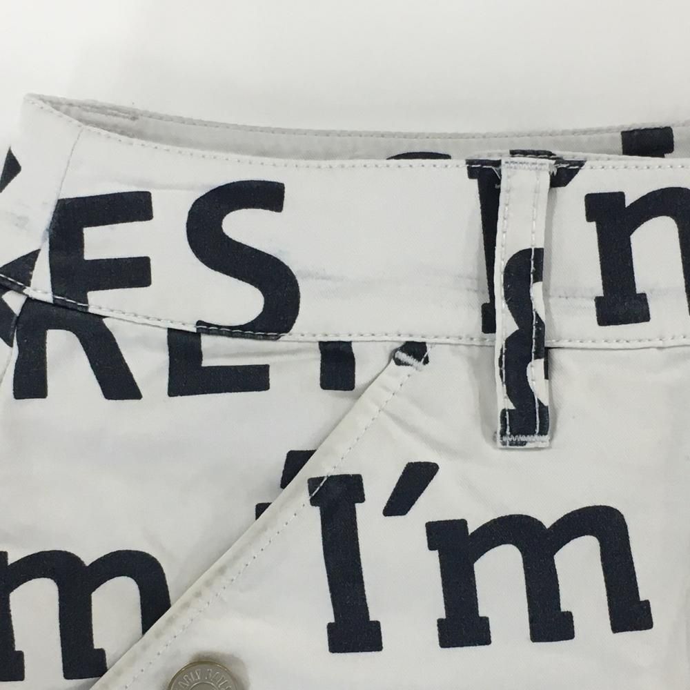 パーリーゲイツ スカート 白×ネイビー ロゴ総柄 ストレッチ 30周年