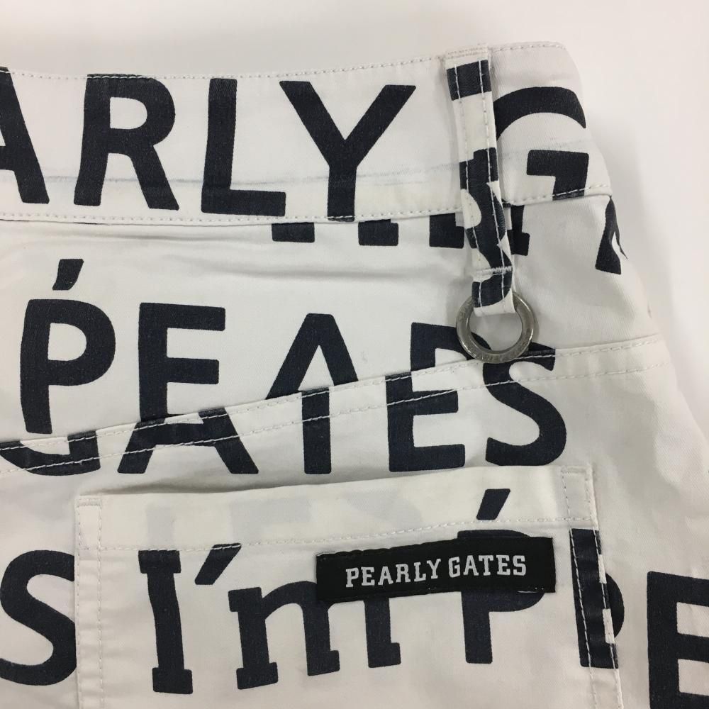 パーリーゲイツ スカート 白×ネイビー ロゴ総柄 ストレッチ 30周年