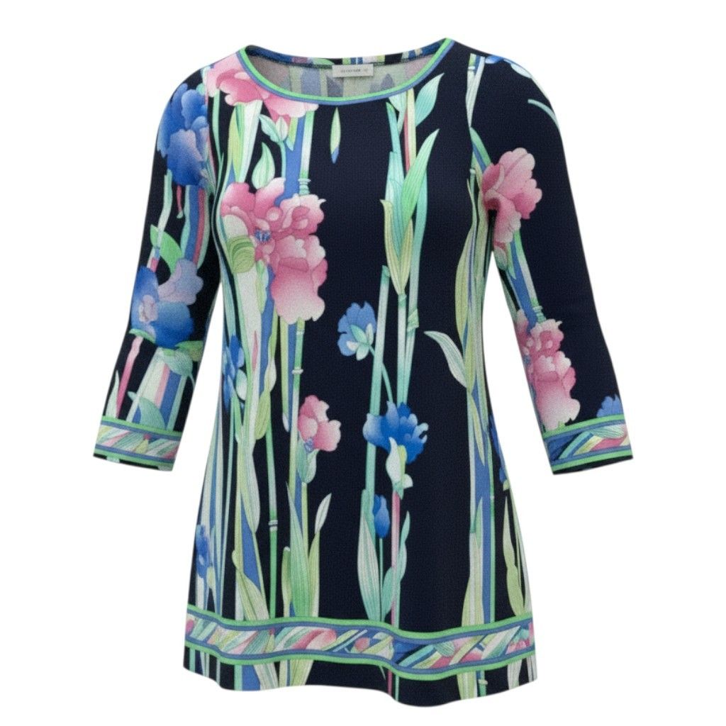 72a28 LEONARD レオナール 長袖カットソー チュニック カンカン素材