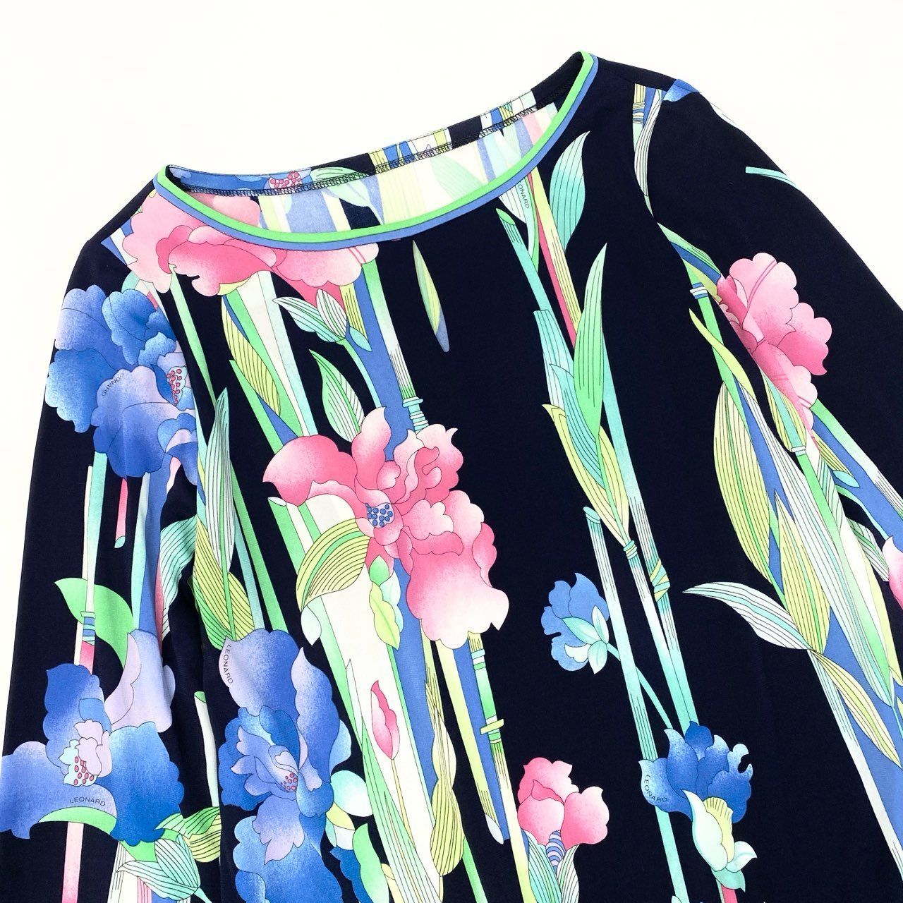 72a28 LEONARD レオナール 長袖カットソー チュニック カンカン素材