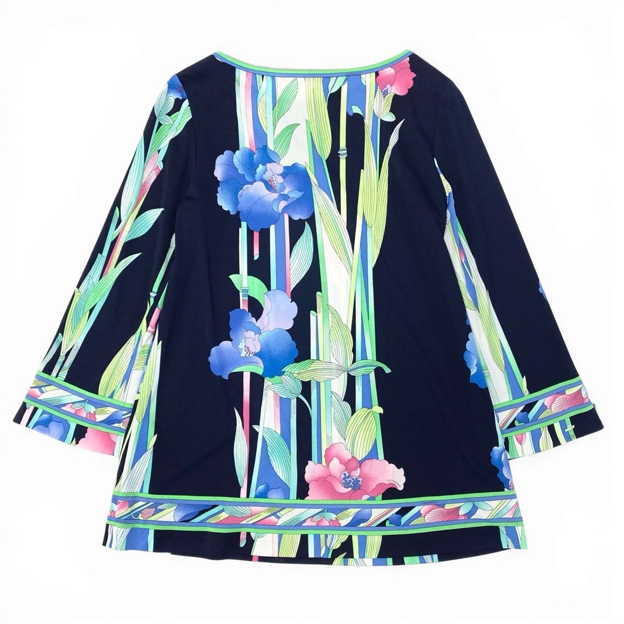 72a28 LEONARD レオナール 長袖カットソー チュニック カンカン素材