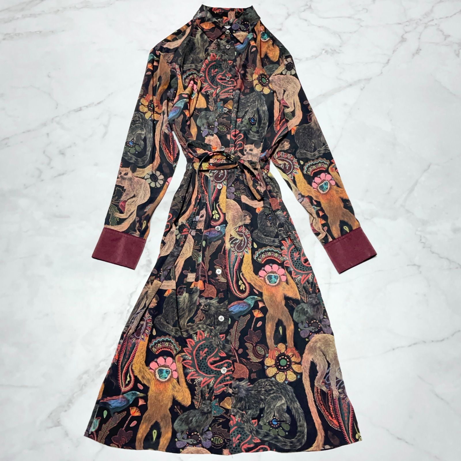 ポールスミス　PAULSMITH　ワンピース　花柄 美品 ポールスミス Paul Smith モンキー アニマル ペイズリー フラワー