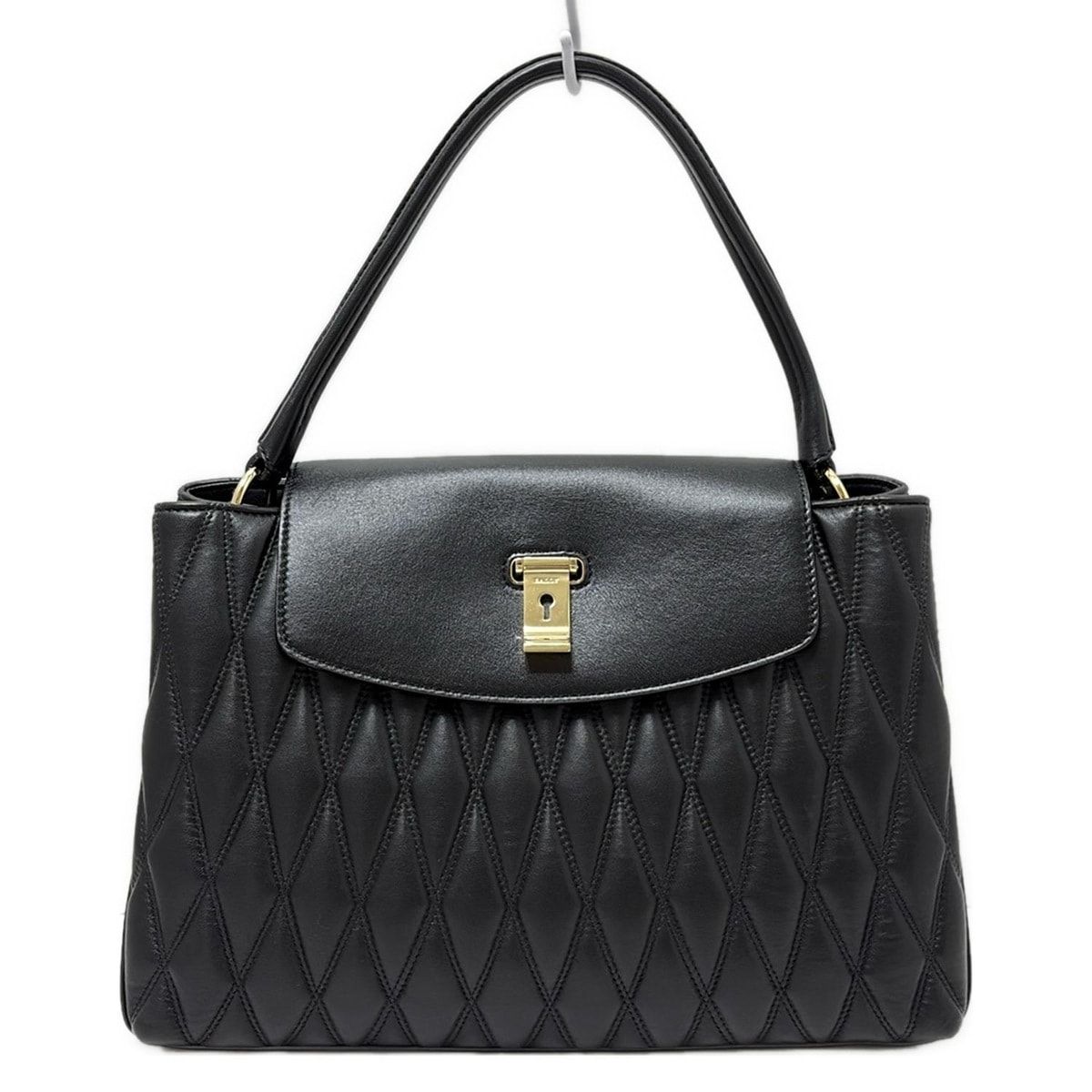 BALLY ハンドバッグ　レザー　キルティング　ターンロック　カラー(黒) BALLY ハンドバッグ キルティング ターンロック レザー 黒 ビンテージ