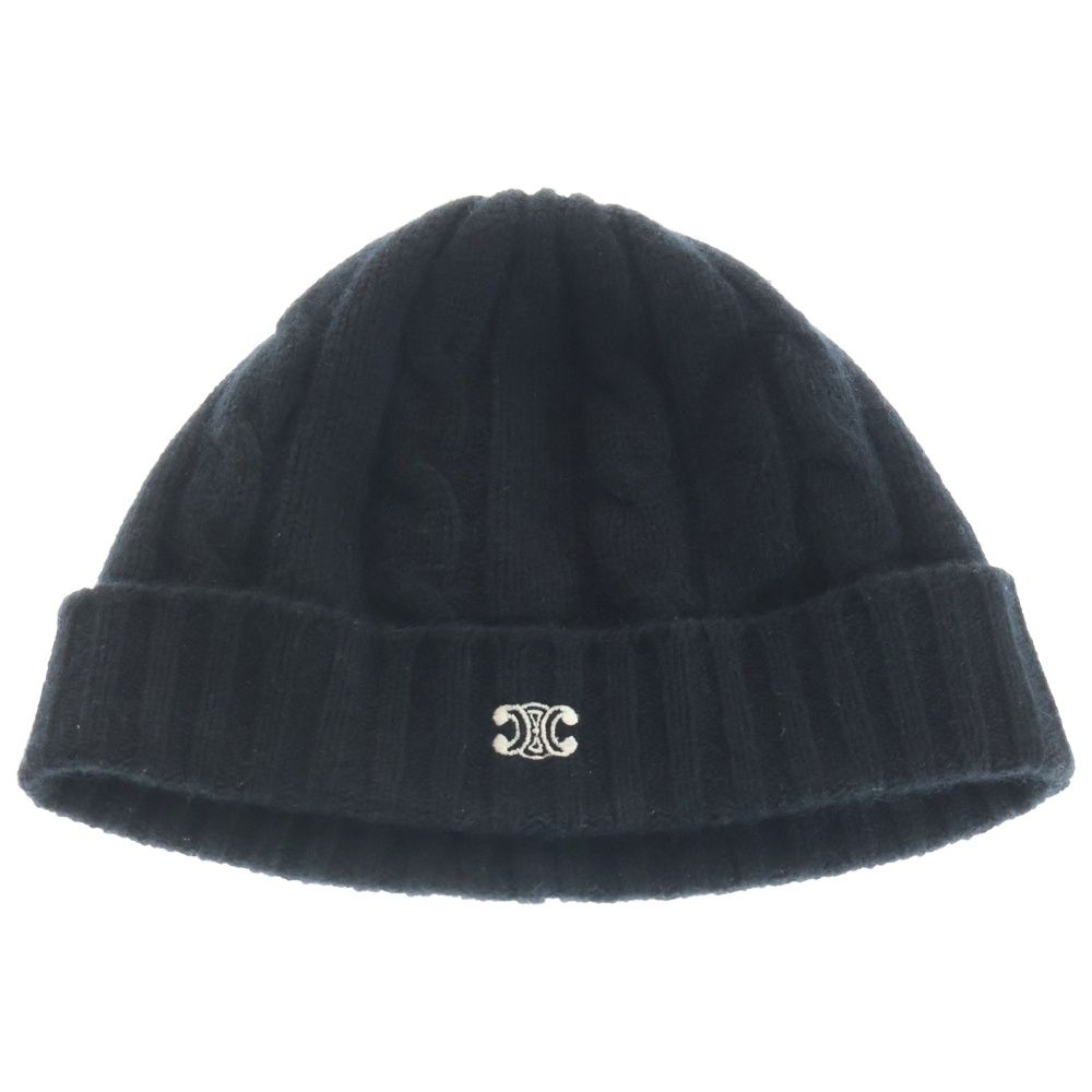 CELINE (セリーヌ) トリオンフ ロゴ刺繍 カシミヤ ニットキャップ 帽子