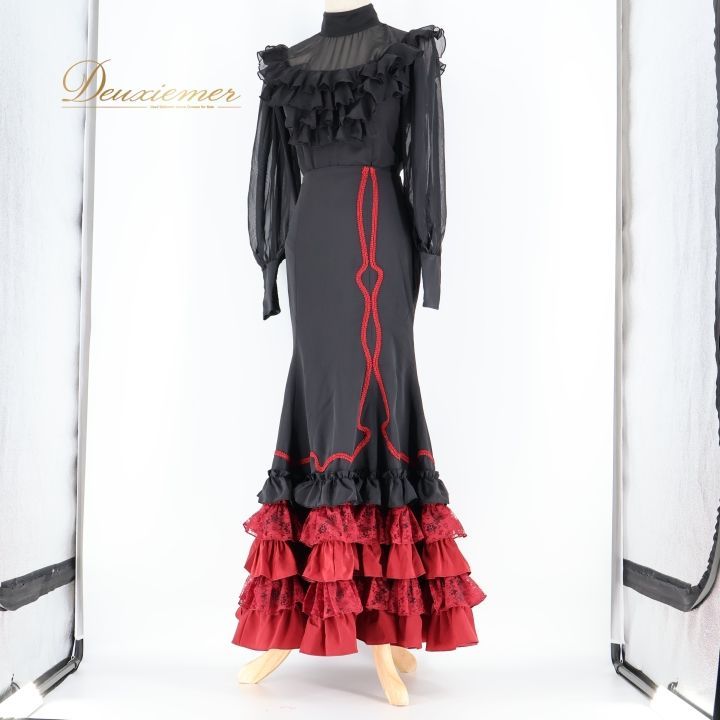 フラメンコ 衣装 ファルダ トップス ブラウス ツーピース セットアップ