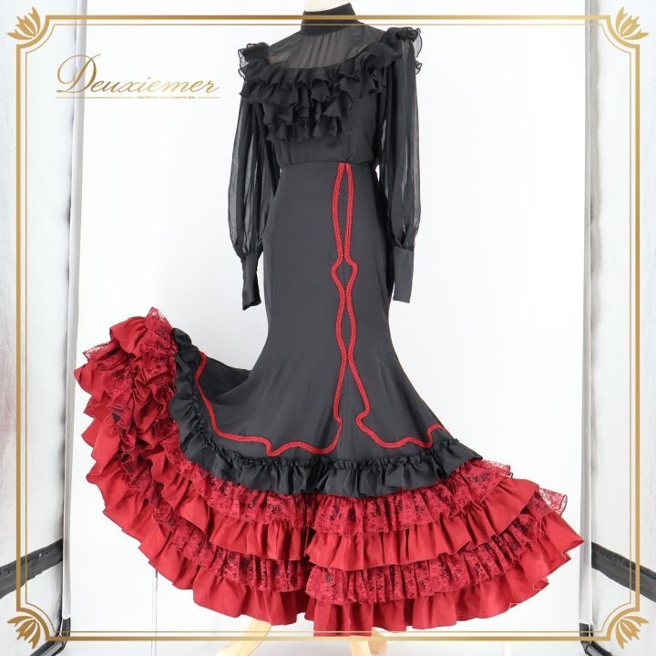 フラメンコ 衣装 ファルダ トップス ブラウス ツーピース セットアップ