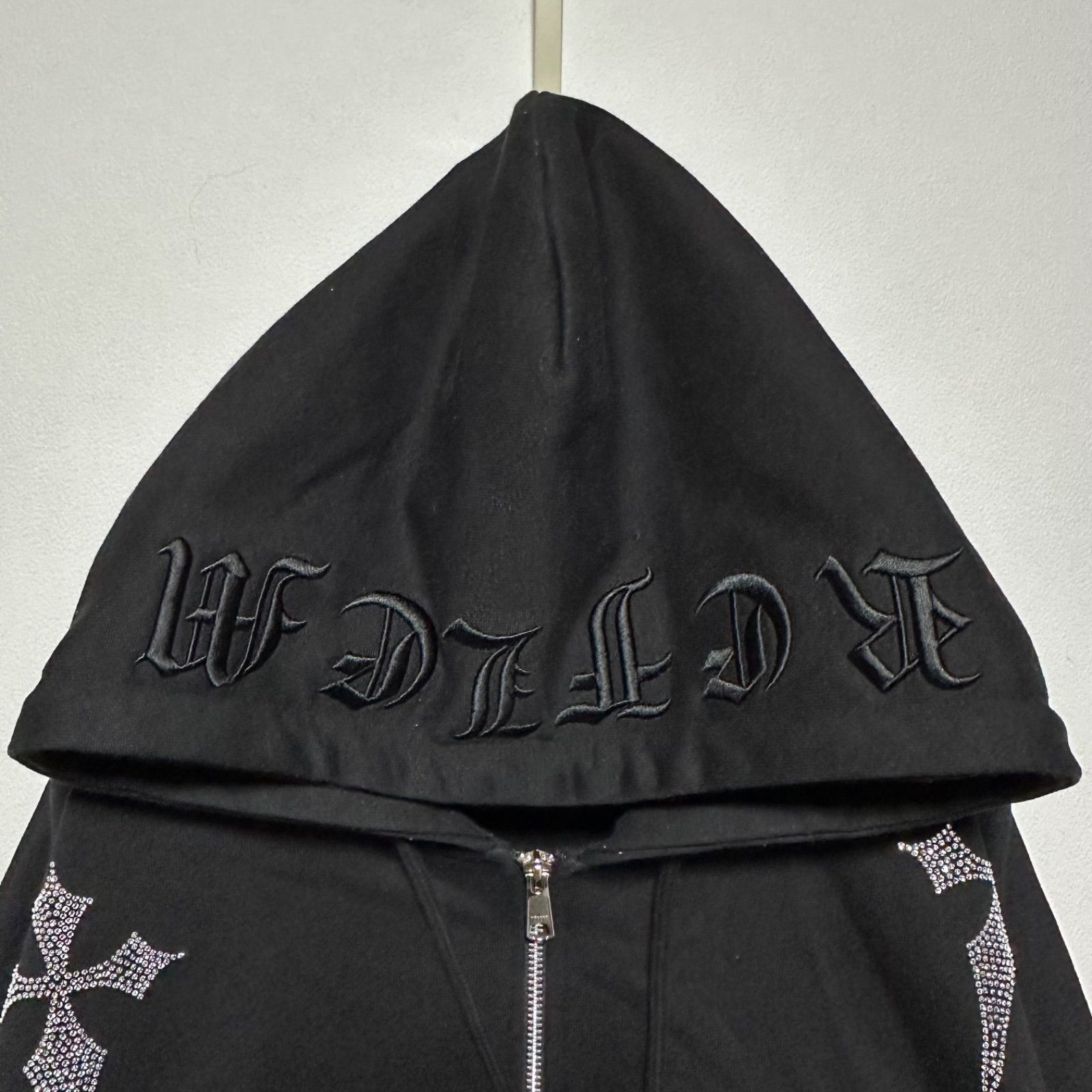 REFLEM レフレム クロス総柄ラインストーンZIPパーカー ブラック 黒 F