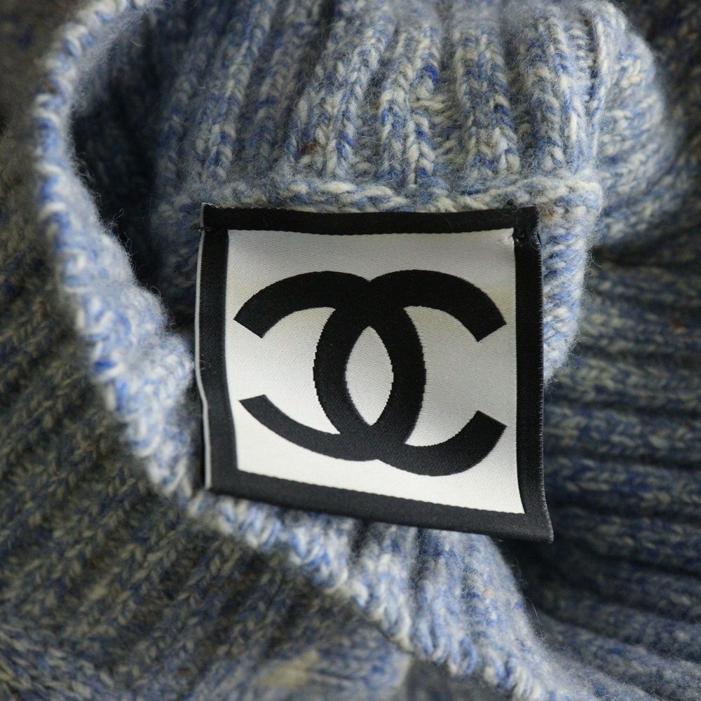 CHANEL (シャネル) 08AW ココマークロゴ刺繍 ボーダー柄 カシミヤ混