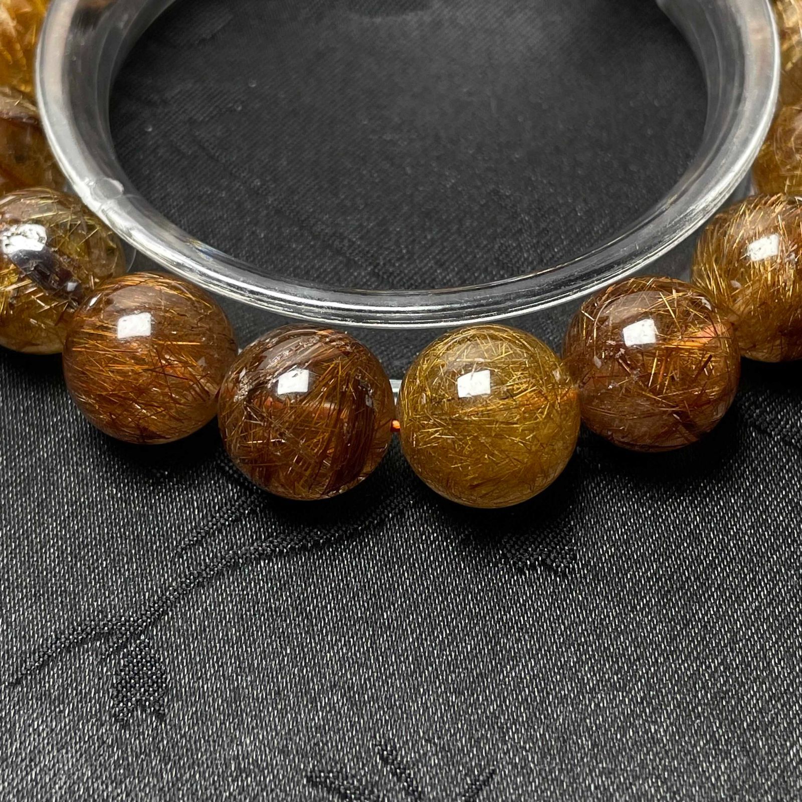 天然水晶☆【60A銅髪ルチルクォーツ】☆ブレスレット 天然石 12.8-13.3