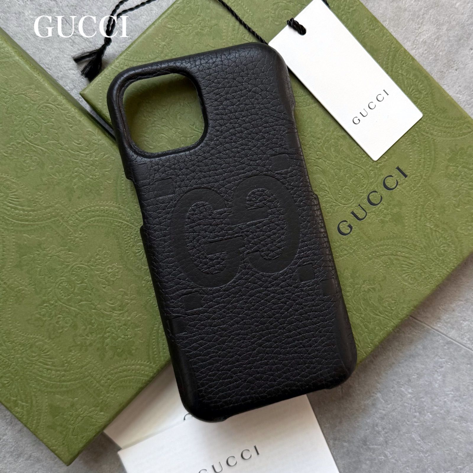 未使用 GUCCI グッチ iPhone 15 ケース ジャンボGG レザー アイフォン