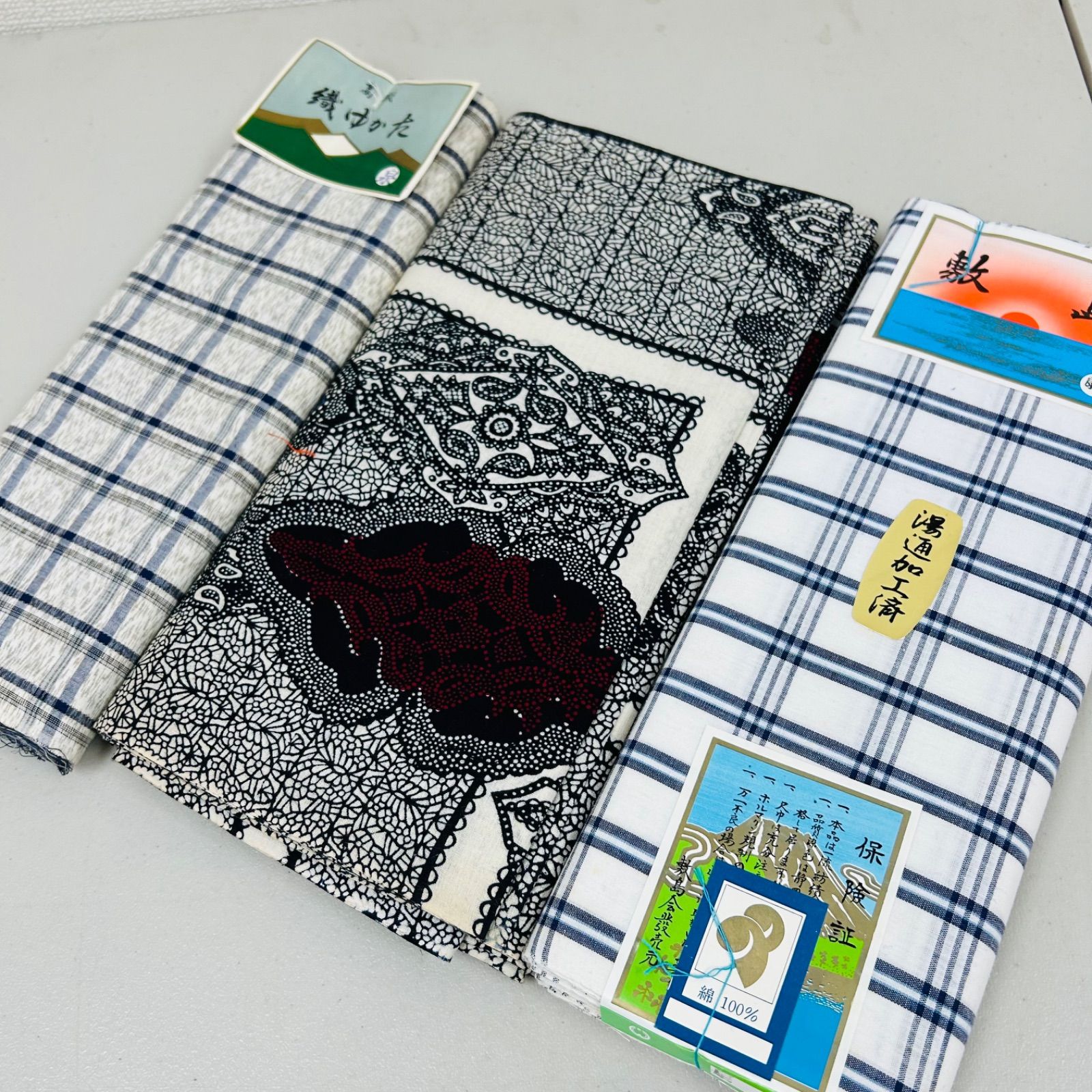 3 9 綿 浴衣 反物 リメイク用 まとめ 綿浴衣 反物 3本 反物まとめ売り