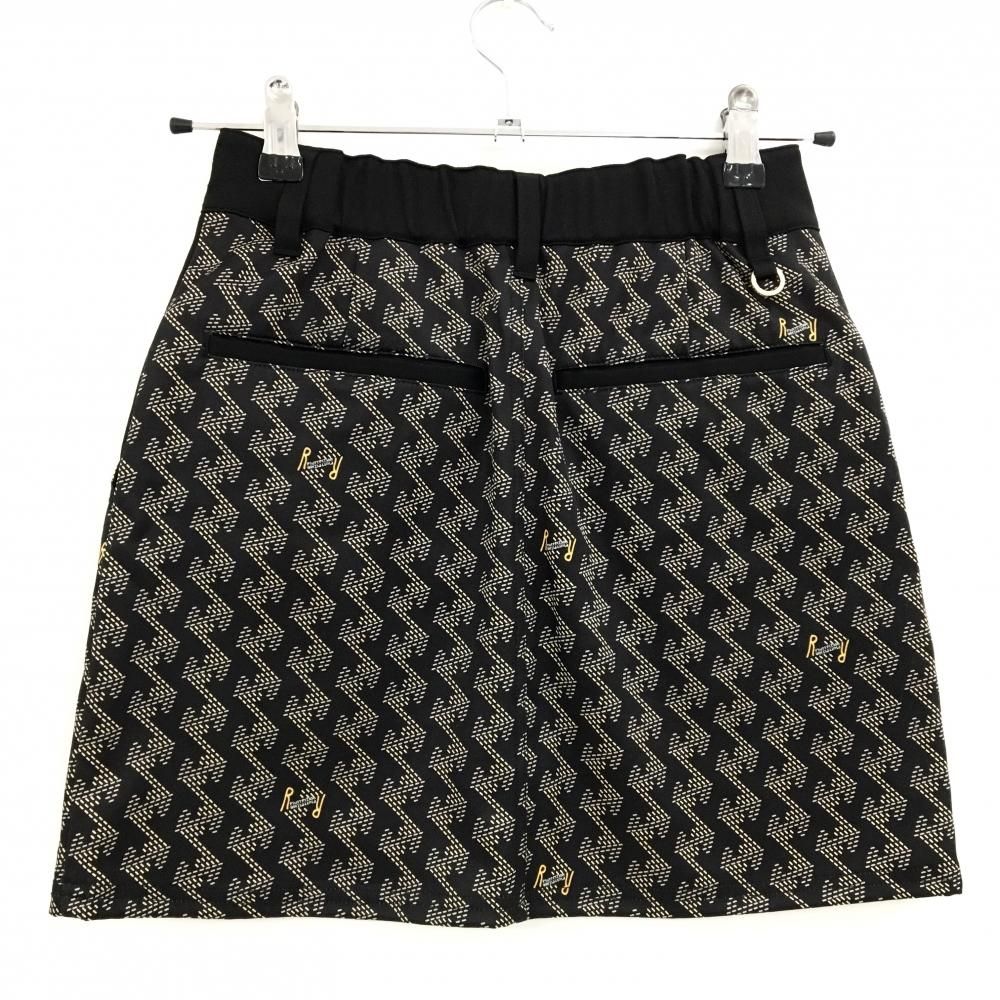 超美品】レザレクション スカート 黒×ベージュ 総柄 ウエスト一部ゴム