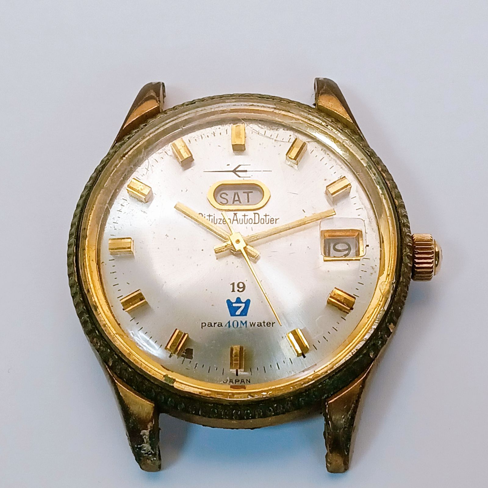 稼働 0128 2 CITIZEN Auto Dater シチズン オートデーター 5140 メンズ腕時計 自動巻き フェイスのみ デイデイト