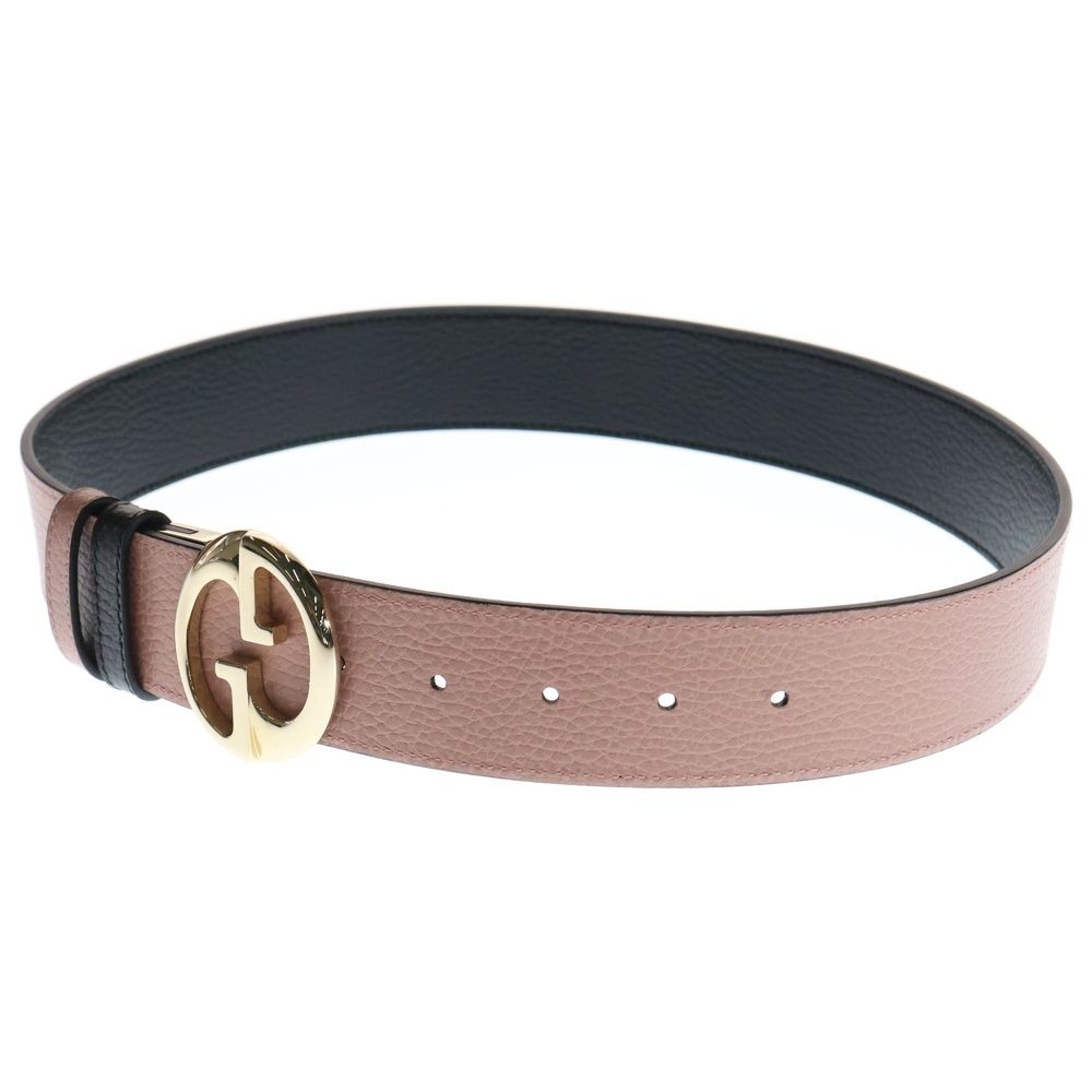 グッチ GG レザー インターロッキング ベルト ゴールド バックル 太め GUCCI (グッチ) インターロッキングG ロゴバックル リバーシブル