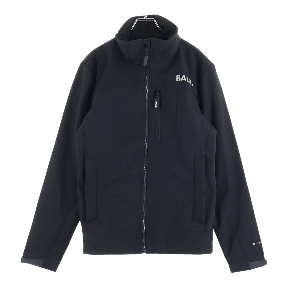 BALR. ナイロンジャケット アームテープロゴ 胸ワンポイントロゴ 黒 M BALR. (ボーラー) 胸ロゴデザイン マルチポケット ジップアップ シェル