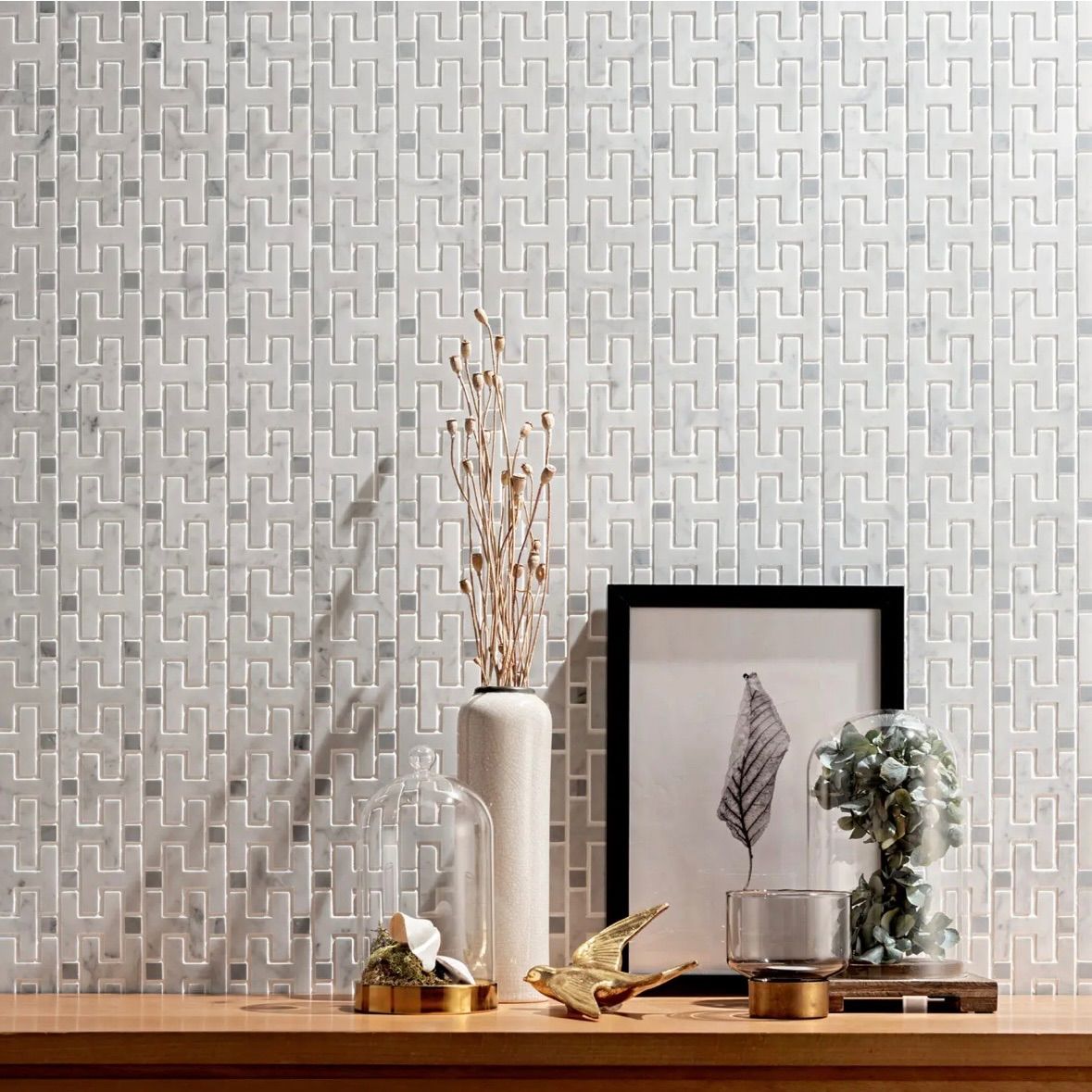 1ケース メイズストーンモザイク 5シート入り ハイセラミクス タイル 床タイル 壁タイル 大理石モザイク グレイ系 匿名配送