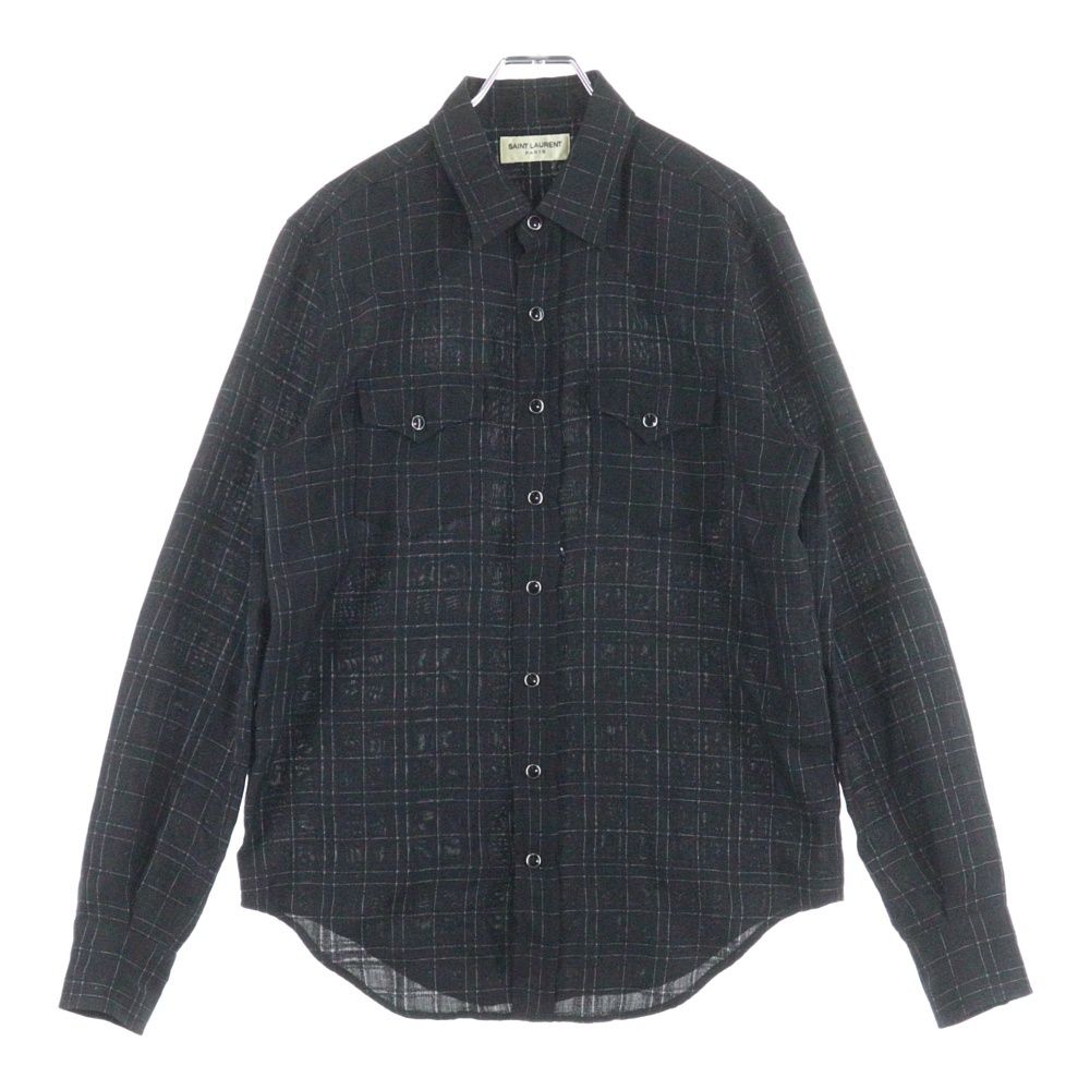 SAINT LAURENT PARIS (サンローランパリ) チェック柄ウール長袖シャツ
