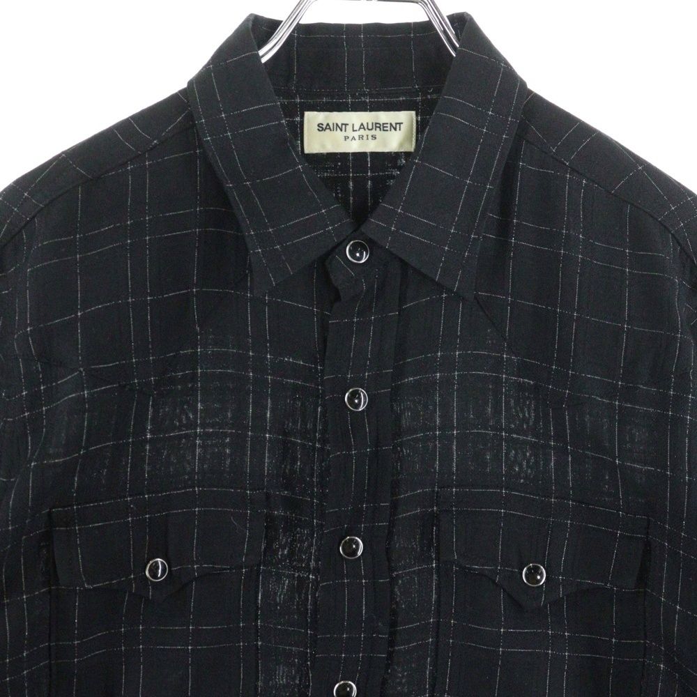 SAINT LAURENT PARIS (サンローランパリ) チェック柄ウール長袖シャツ