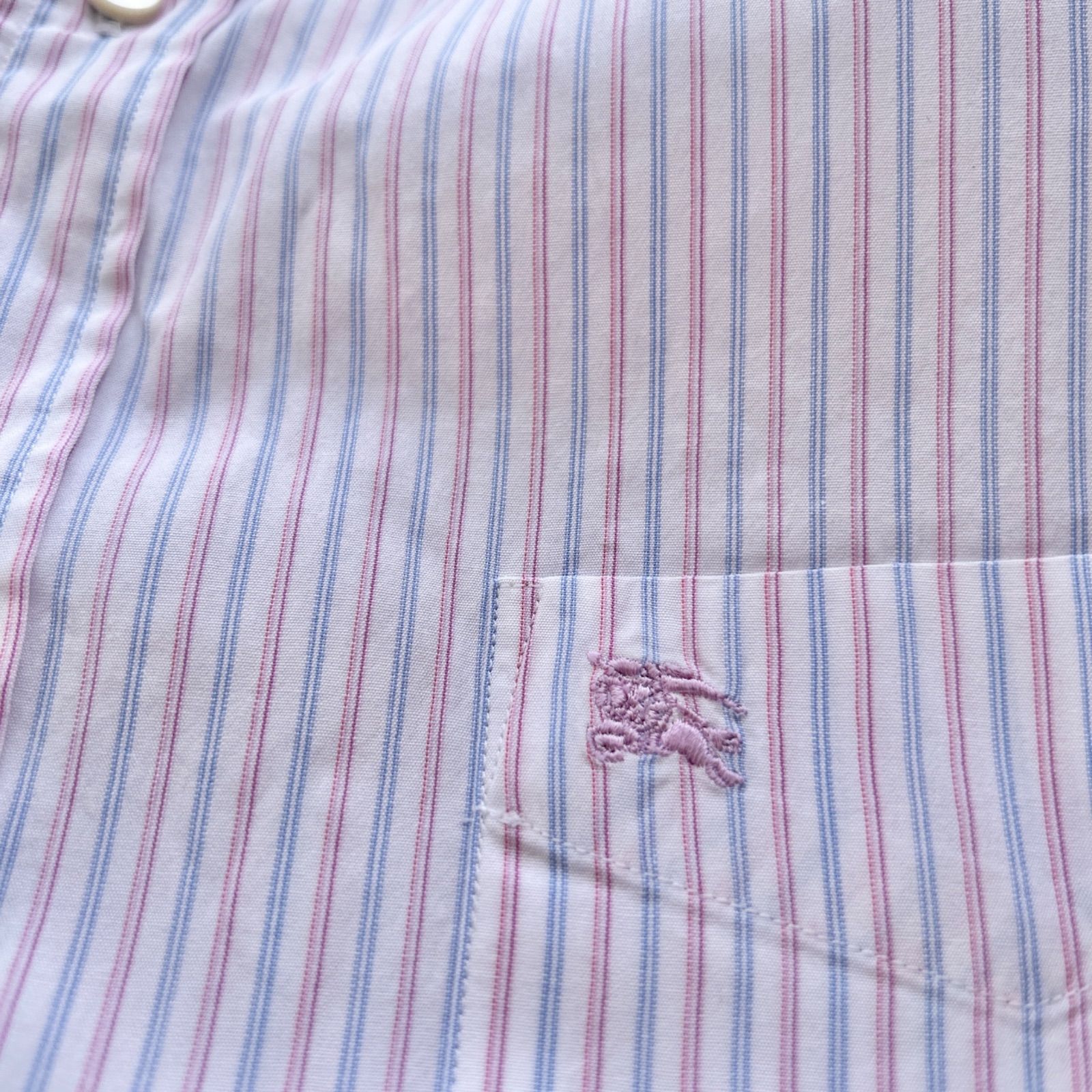 BURBERRY LONDON ストライプ シャツ 長袖 ブルー×ピンク系 LLサイズ