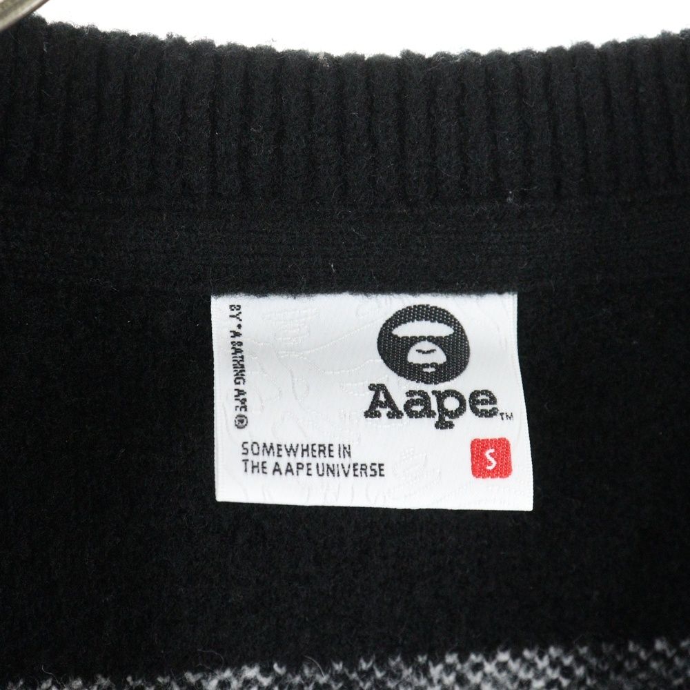 A BATHING APE (アベイシングエイプ) ZIP UP KNIT CARDIGAN ロゴ刺繍