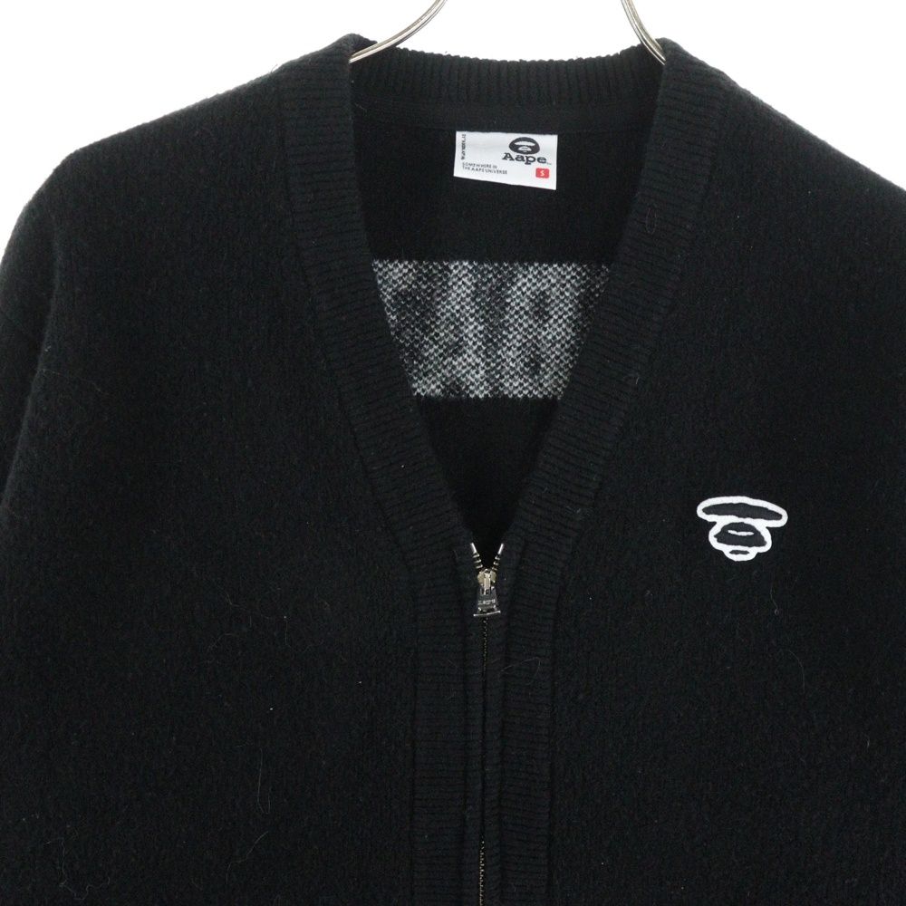 A BATHING APE (アベイシングエイプ) ZIP UP KNIT CARDIGAN ロゴ刺繍
