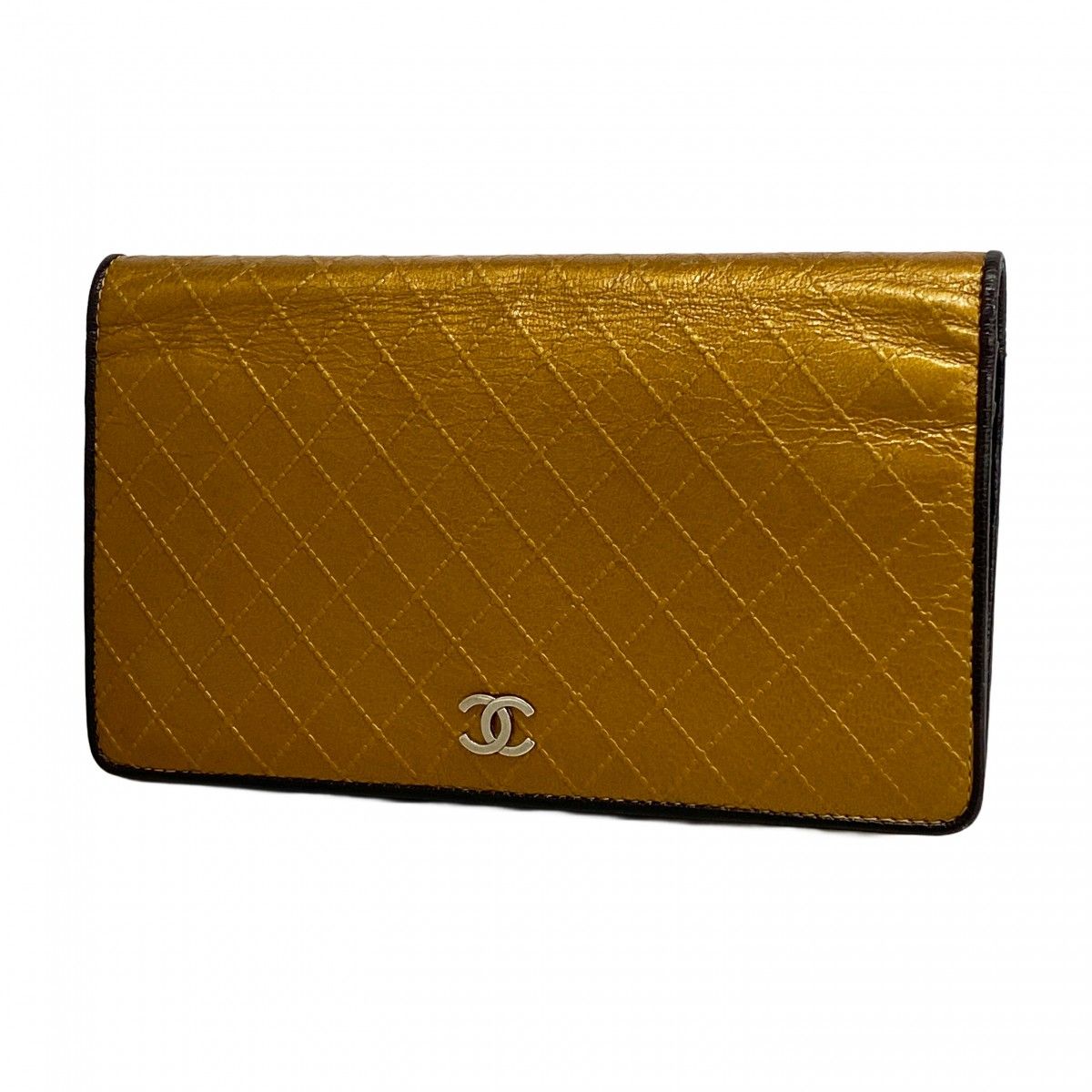 シャネル　ビコローレ　三つ折り長財布　カーフスキン　黒　シルバー　ショルダー シャネル ビコローレ 三つ折り長財布 カーフスキン 黒 シルバー ショルダー