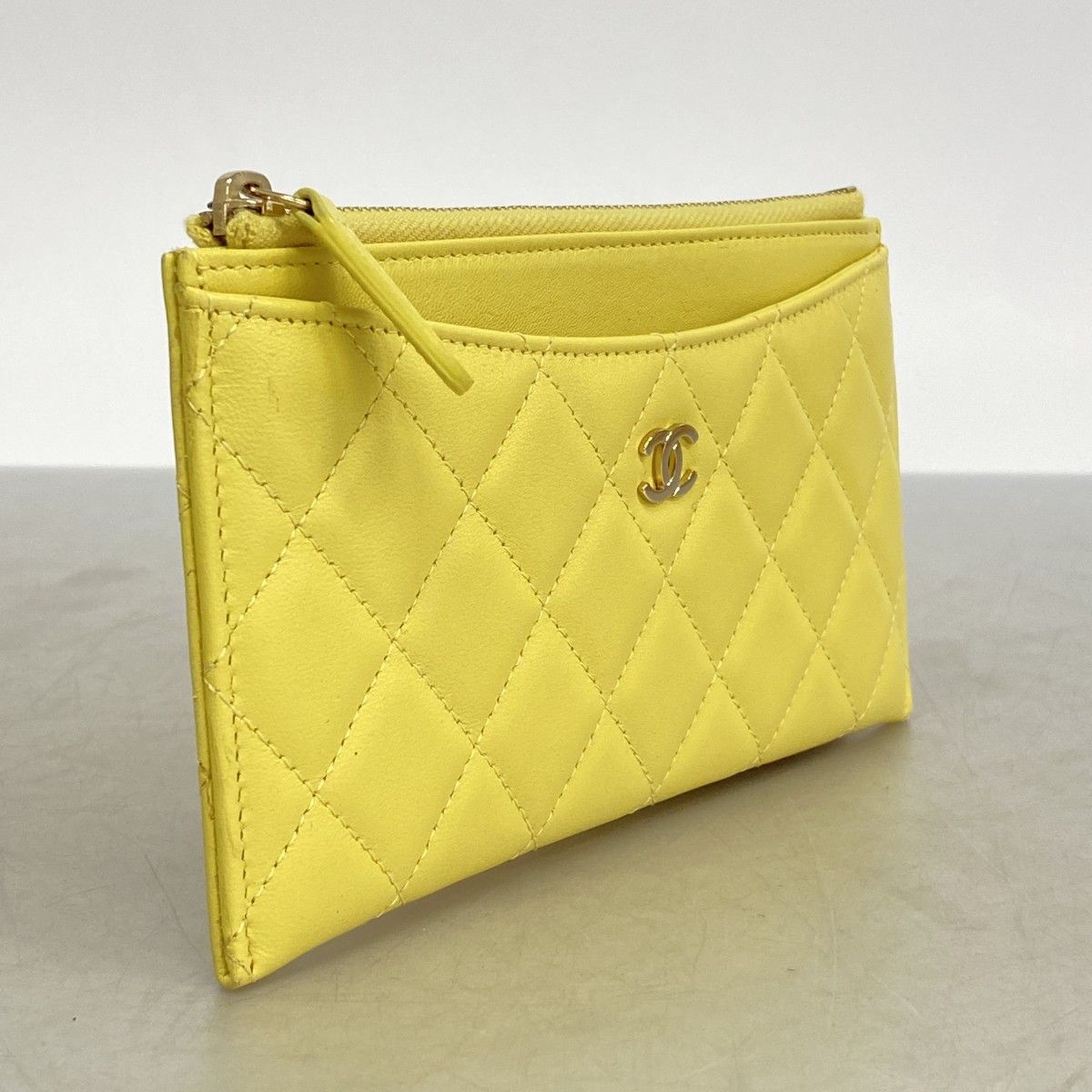 6ad4726-k】シャネル 長財布 マトラッセ ラムスキン イエロー