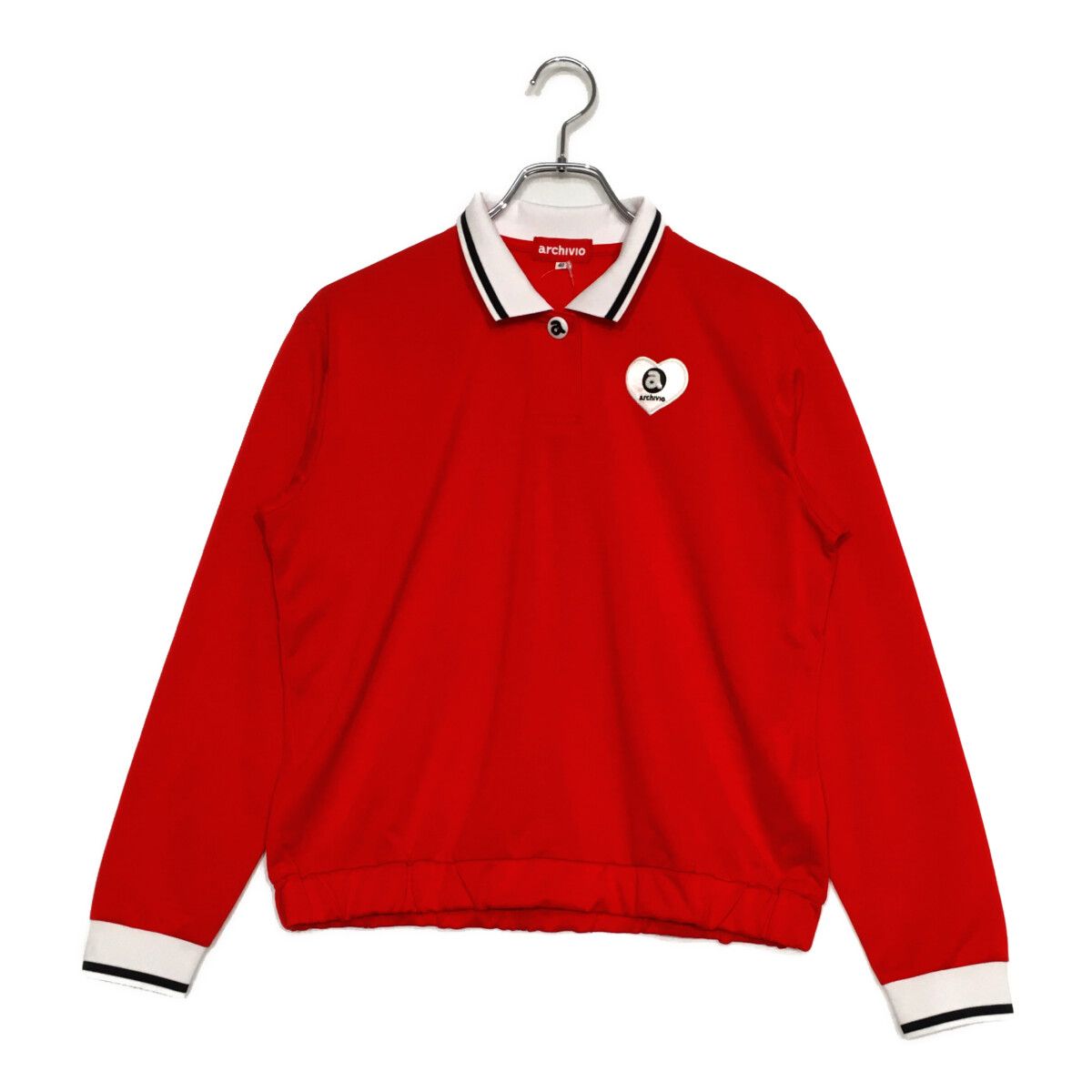 中古 レディース アルチビオ archivio 長袖ポロシャツ 40(L) レッド 赤